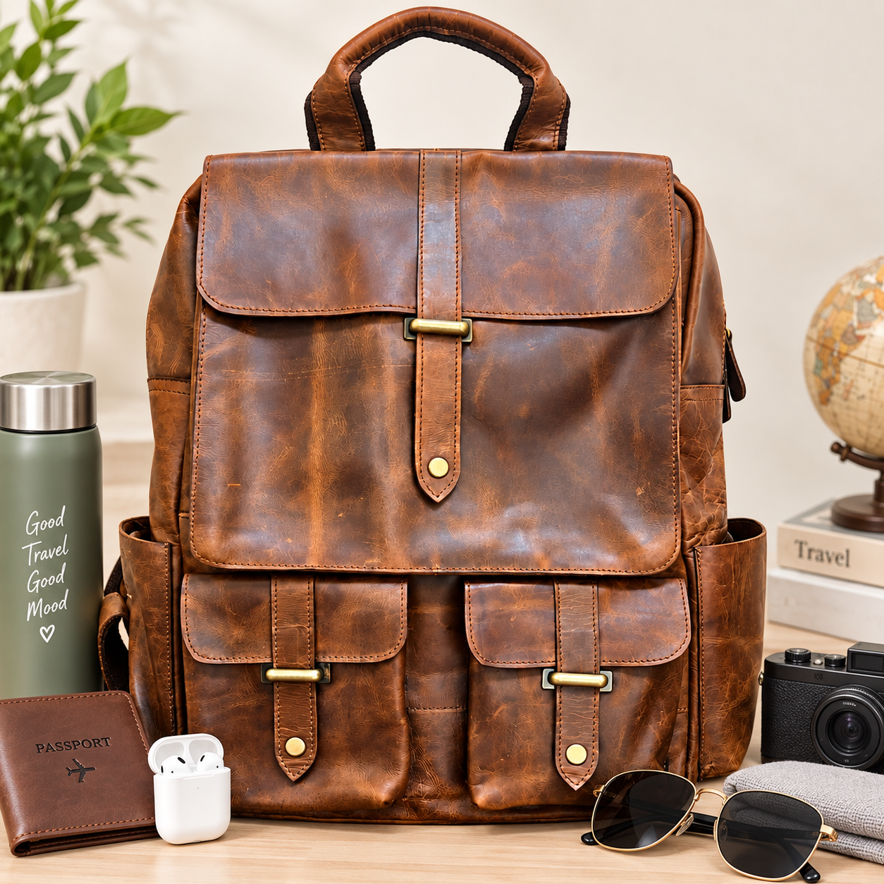 Sac à dos unisexe en cuir, sacoche de voyage premium pour ordinateur portable, grand sac à dos en cuir, sac en cuir vieilli fait main