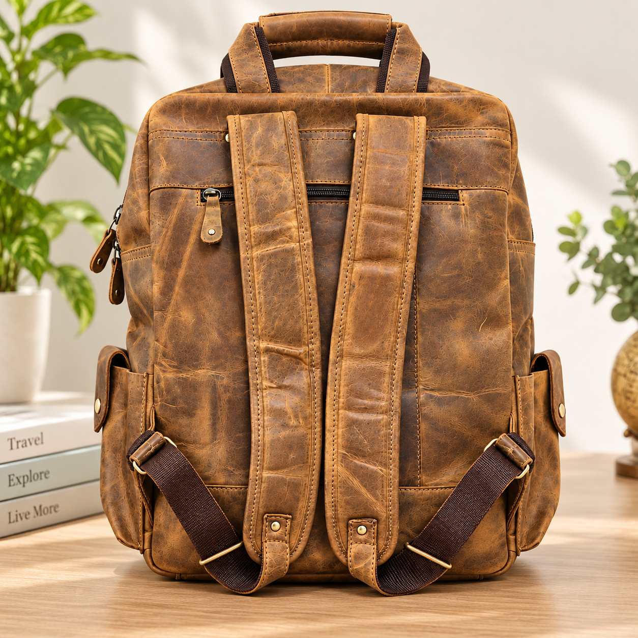 Vintage Brown Leather Backpack Travel Rucksack Handmade Leather Laptop