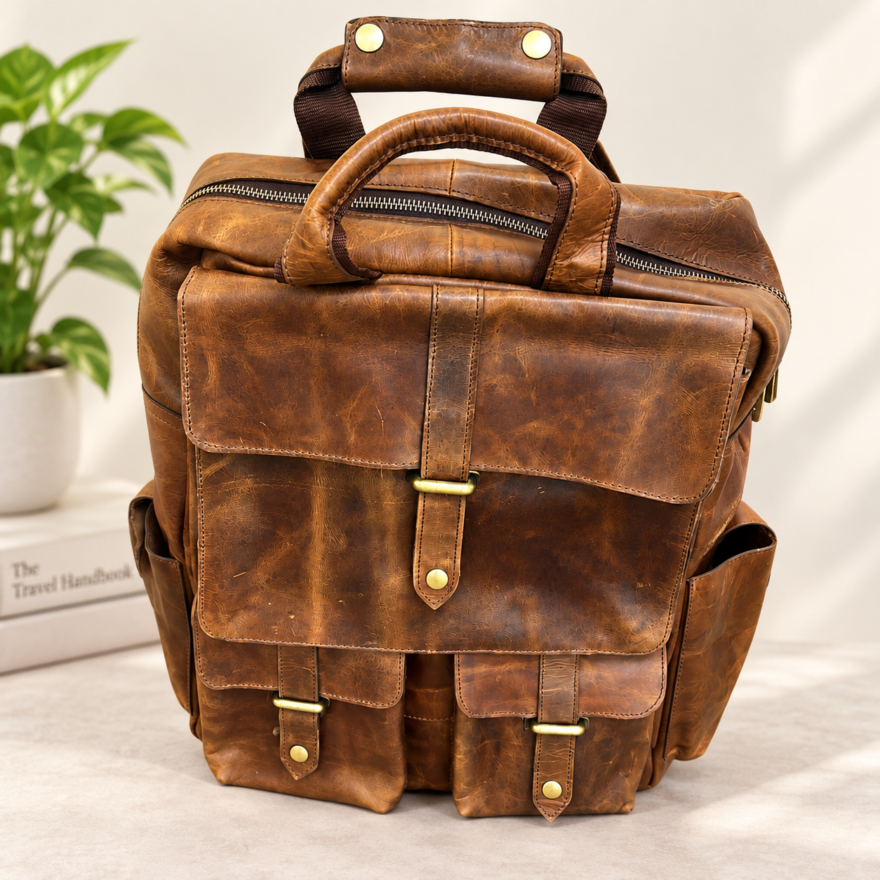 Vintage Brown Leather Backpack Travel Rucksack Handmade Leather Laptop