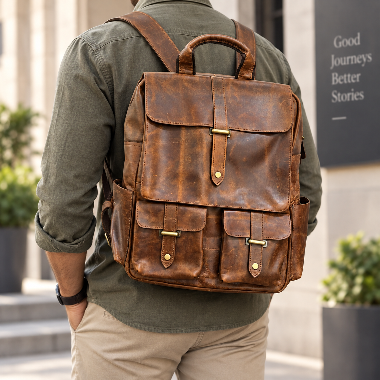 Unisex Leather Backpack Premium Travel Laptop Bag Handmade Leather Rucksack