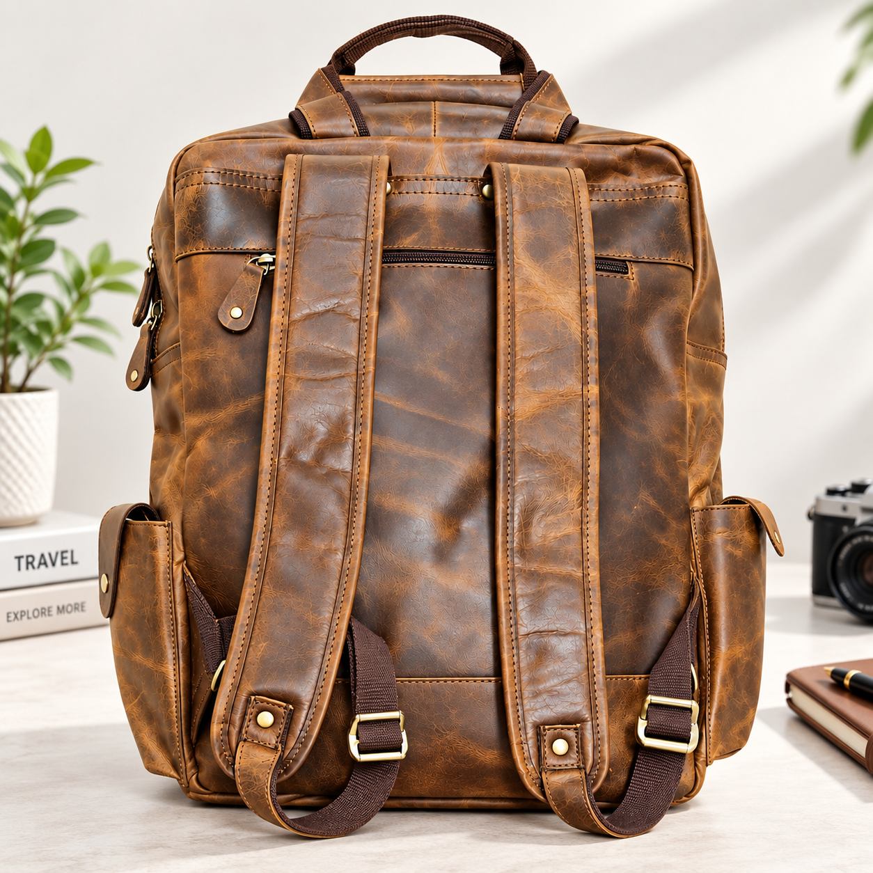 Sac à dos unisexe en cuir, sacoche de voyage premium pour ordinateur portable, grand sac à dos en cuir, sac en cuir vieilli fait main