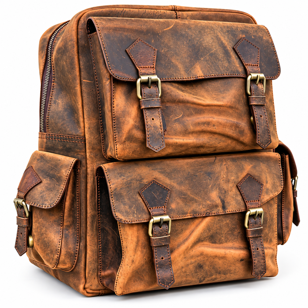 Vintage Brown Leather Backpack Leather Rucksack Handmade Travel Backpack