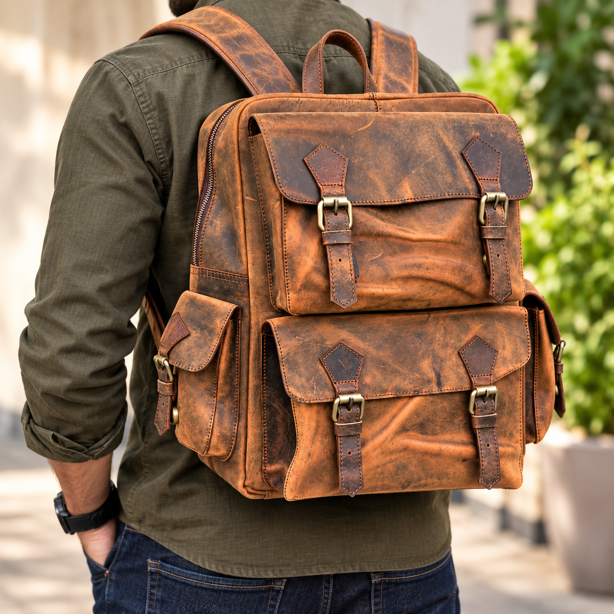 Vintage Brown Leather Backpack Leather Rucksack Handmade Travel Backpack
