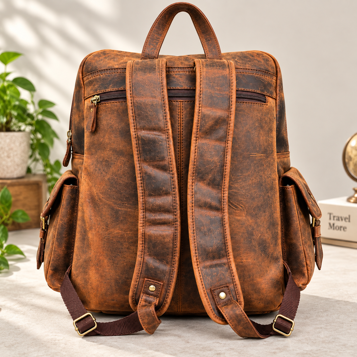 Vintage Brown Leather Backpack Leather Rucksack Handmade Travel Backpack