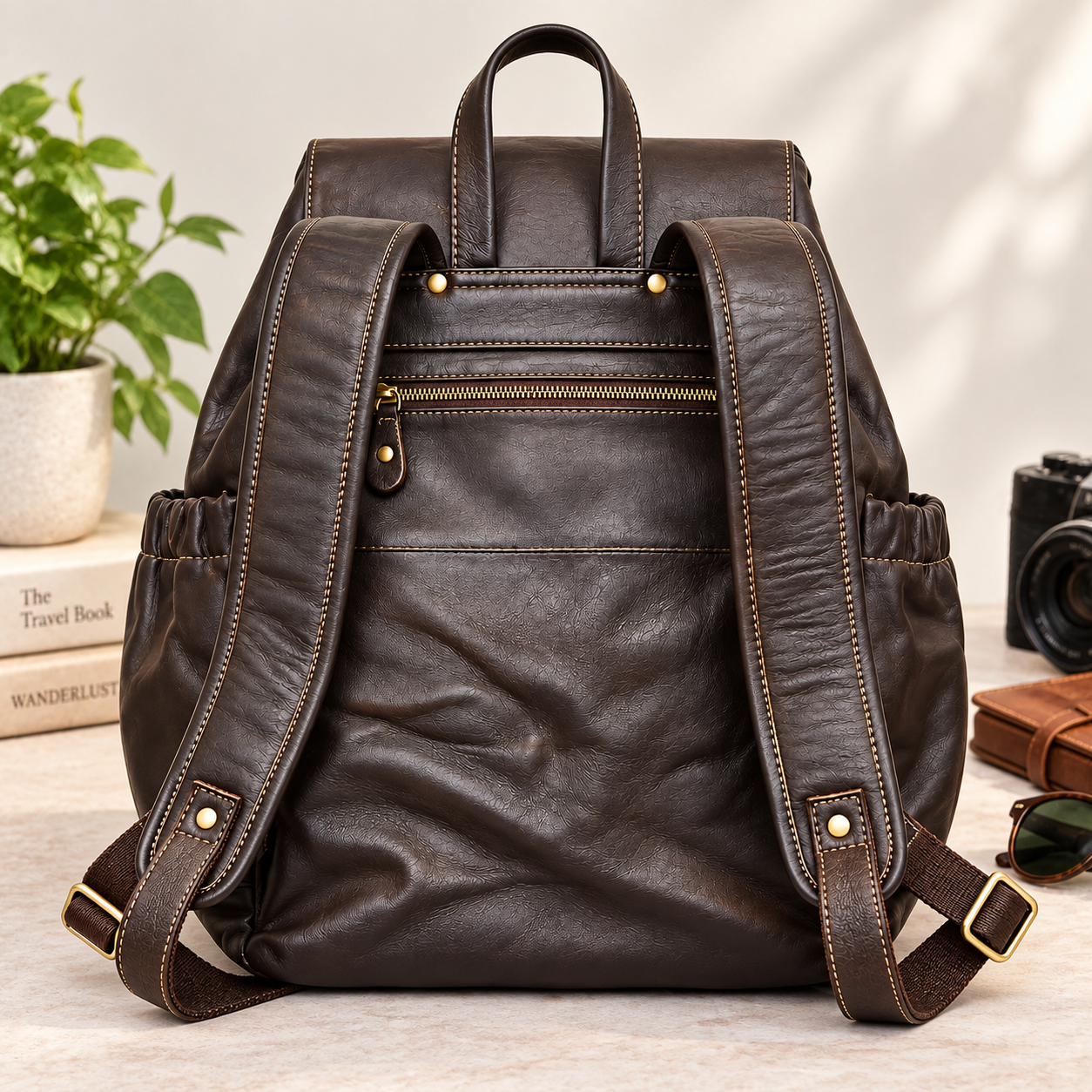 Dark Brown Leather Backpack Leather Rucksack Handmade Leather Daypack