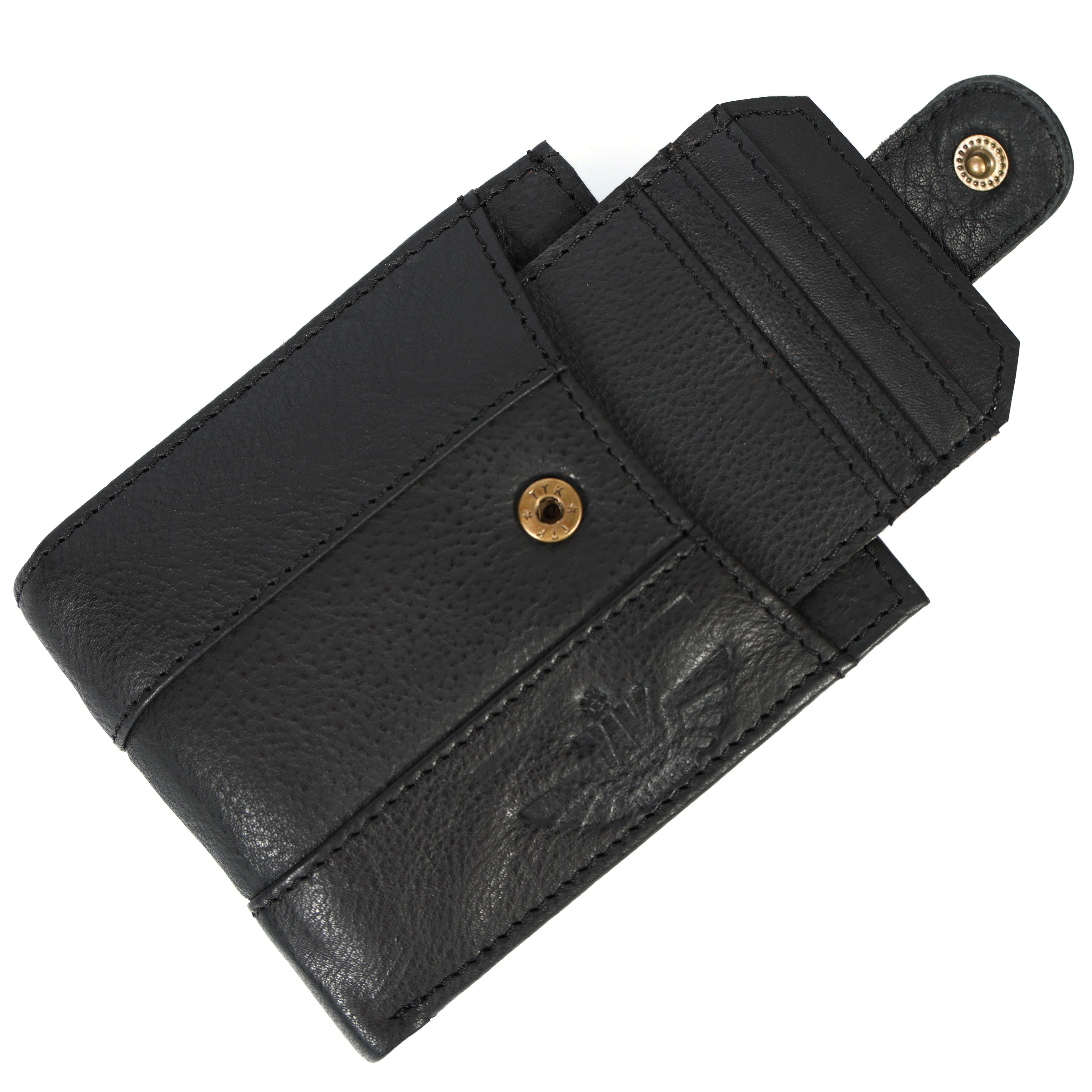 Handmade Classic Black Leather Wallet for Men | Classic Trifold Wallet with Snap Closure & Zip Pocket
