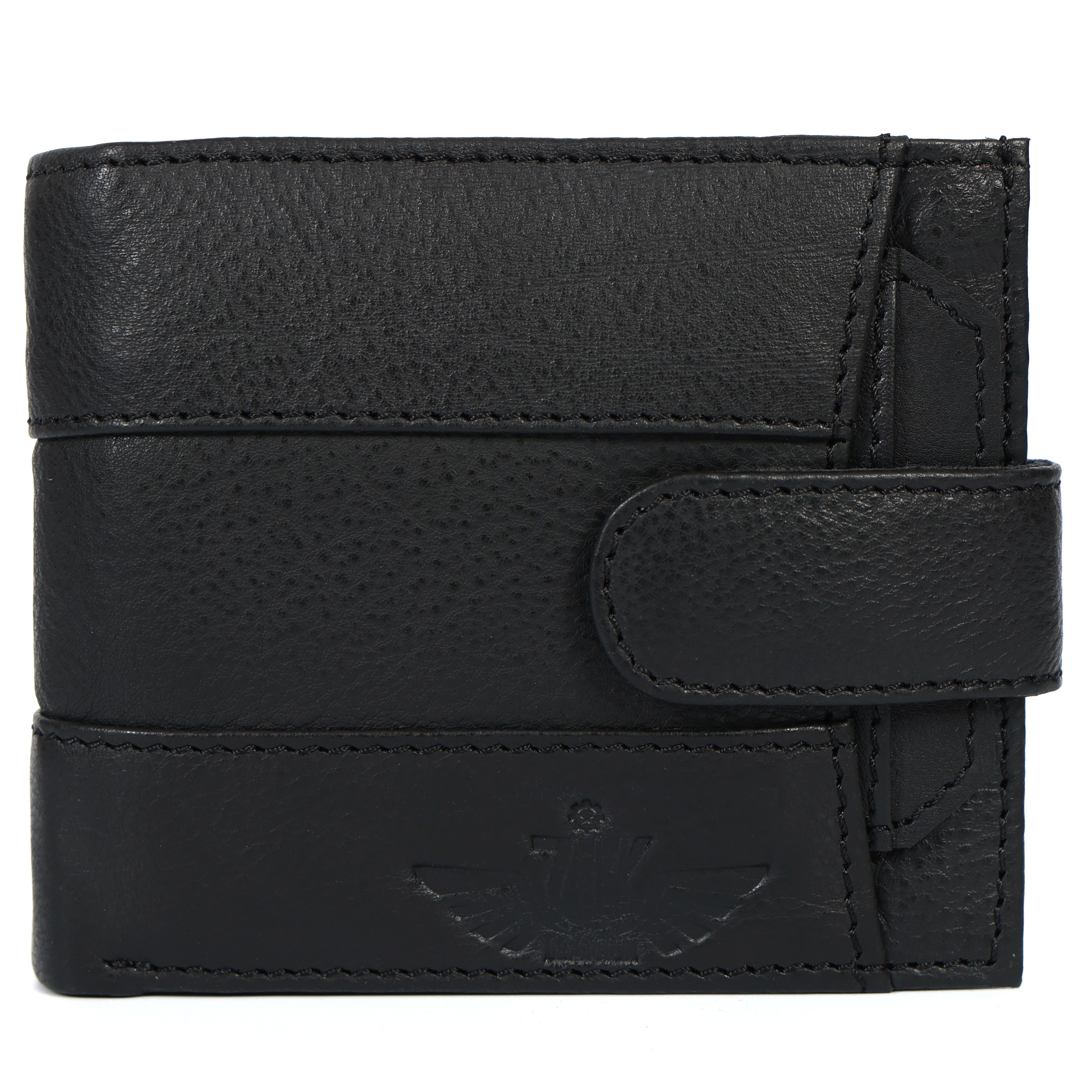 Handmade Classic Black Leather Wallet for Men | Classic Trifold Wallet with Snap Closure & Zip Pocket