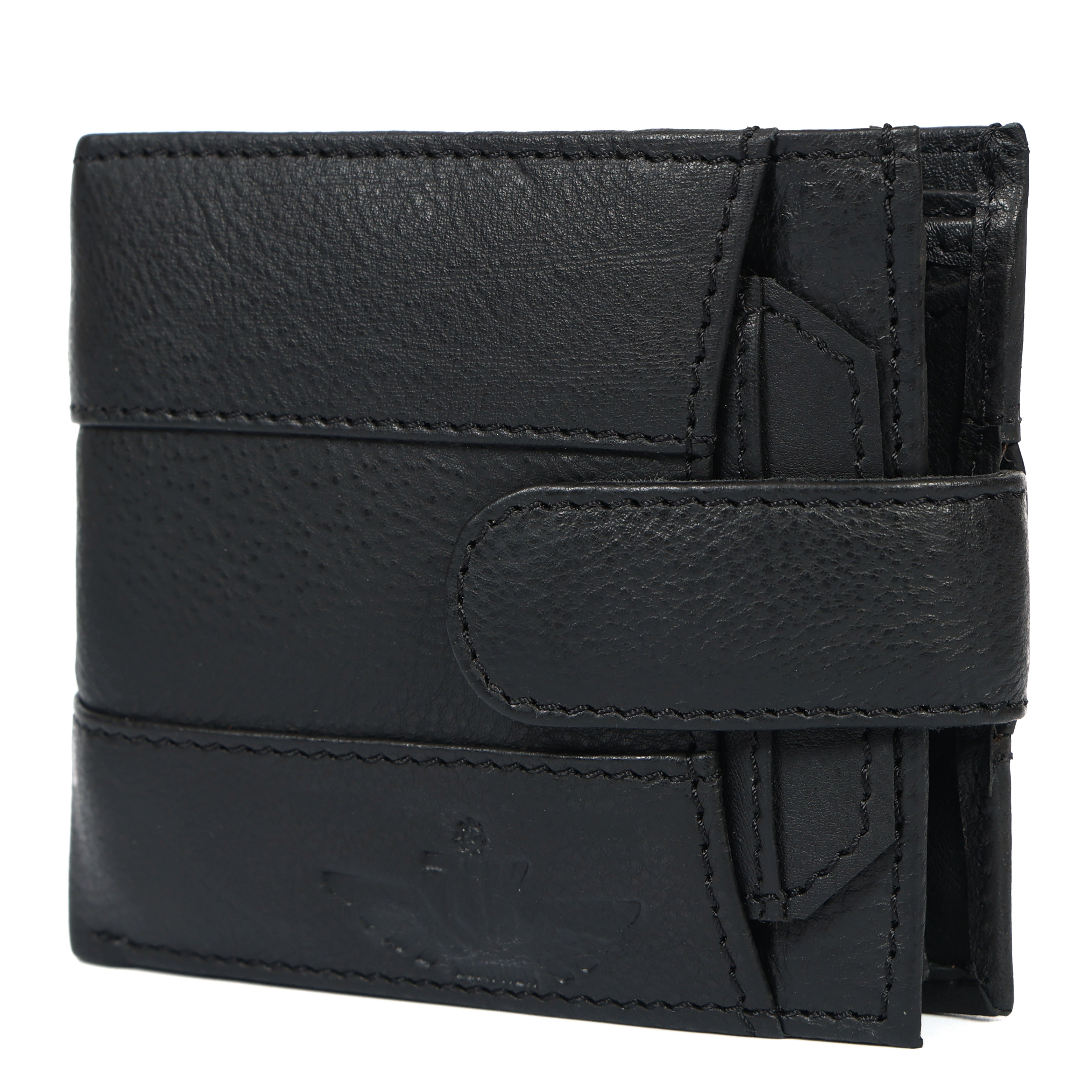 Handmade Classic Black Leather Wallet for Men | Classic Trifold Wallet with Snap Closure & Zip Pocket