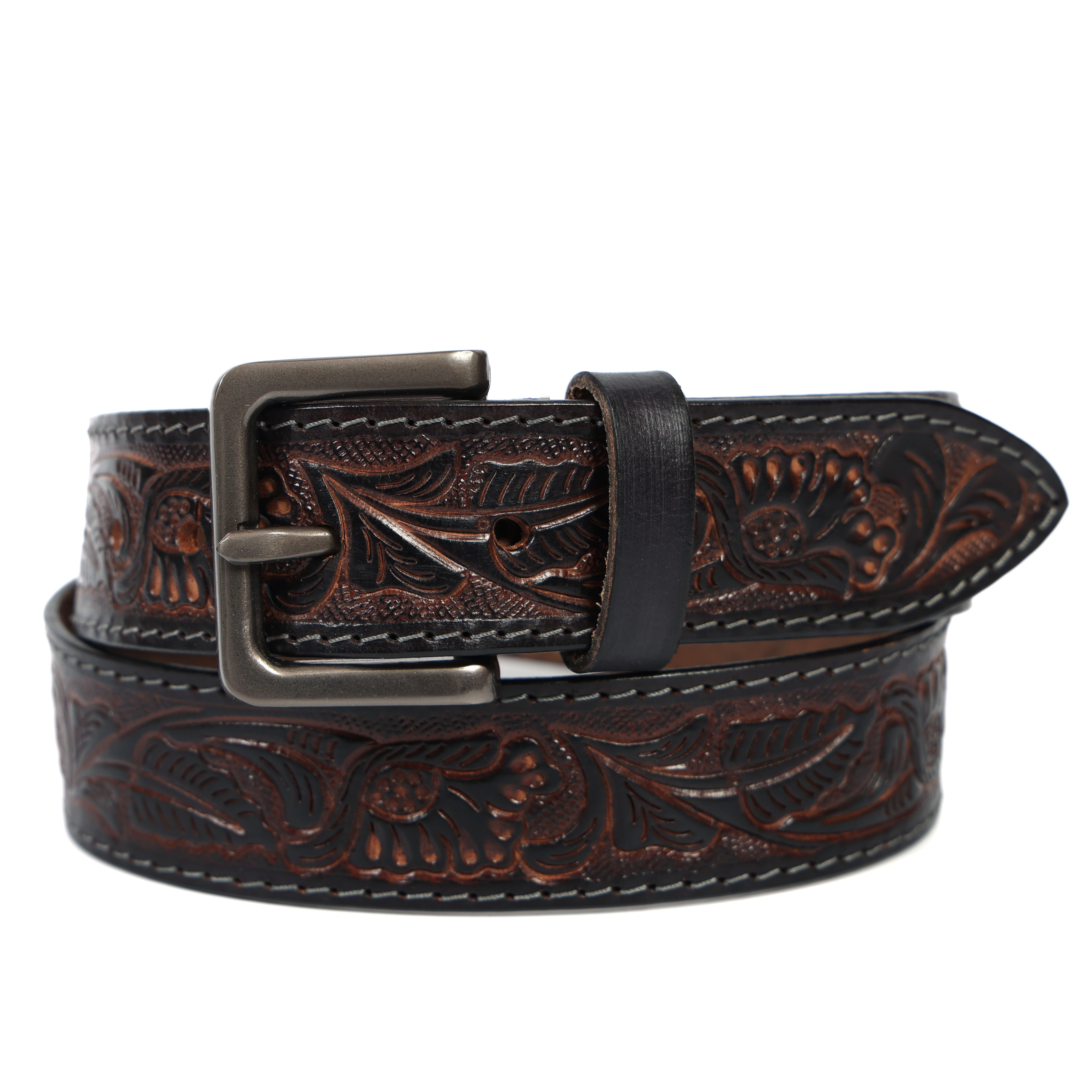 Brand New Handmade Genuine Leather Belt for Men |  Western Floral Embossed Design | Vintage Leather Belt
