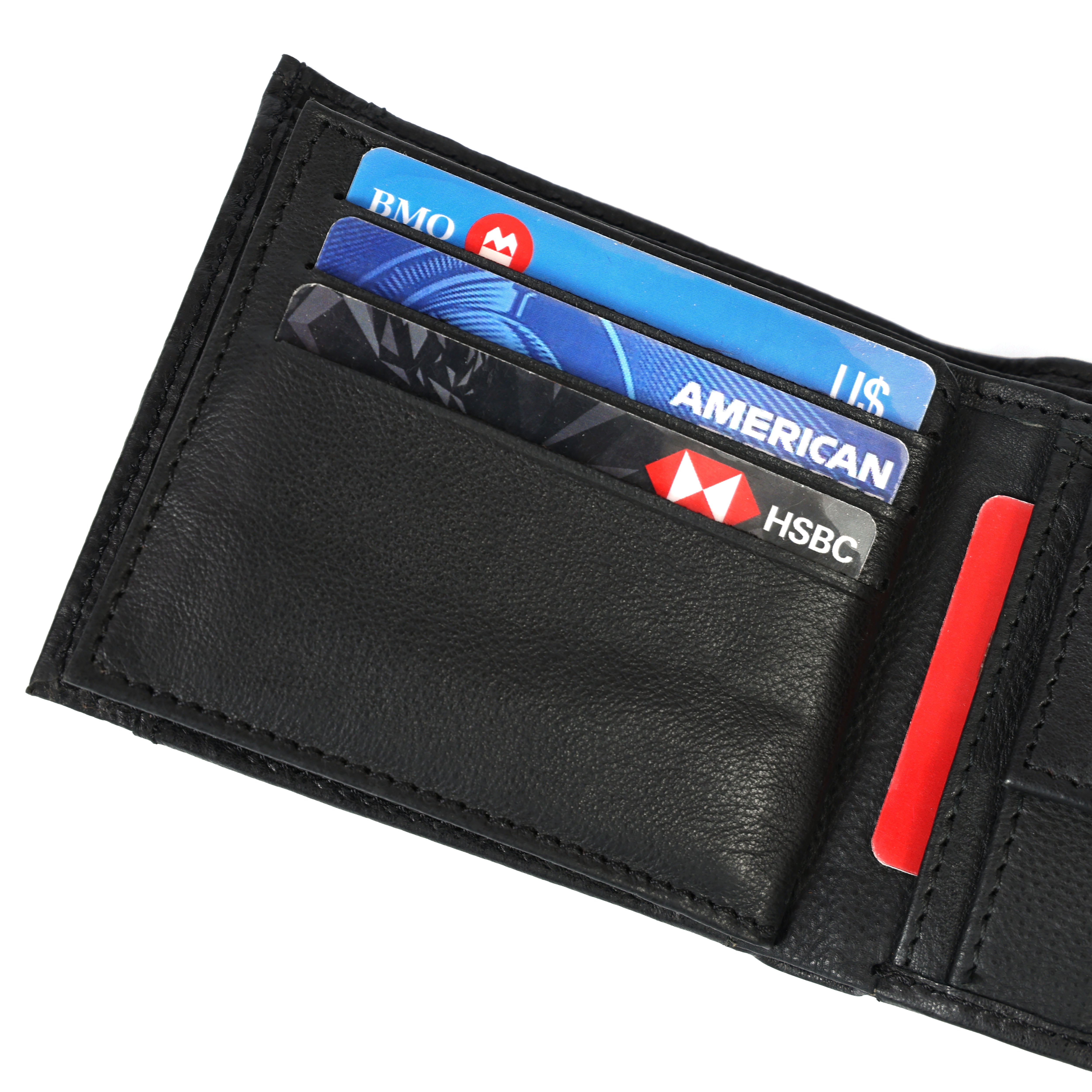 Handmade Classic Black Leather Wallet for Men | Classic Trifold Wallet with Snap Closure & Zip Pocket