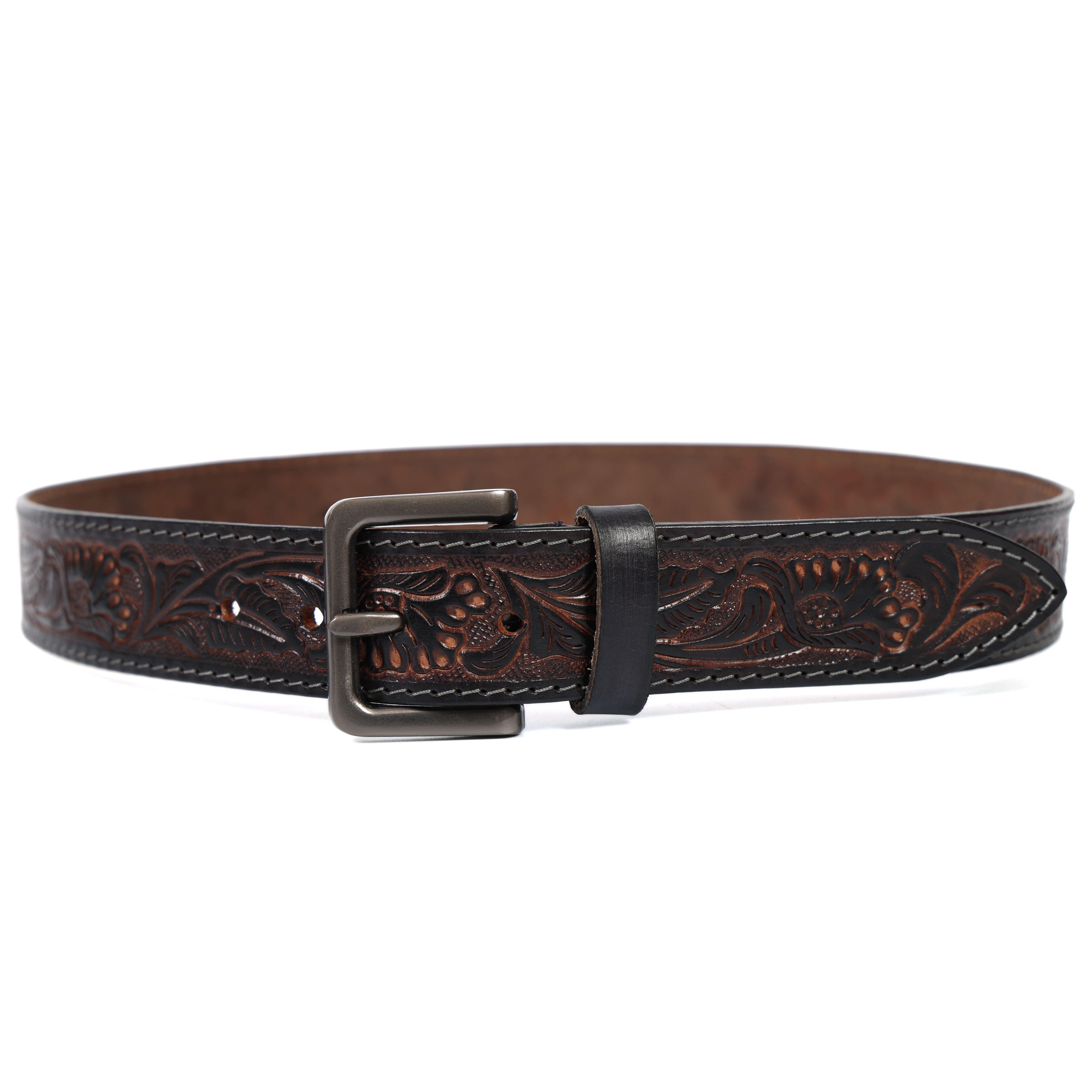 Brand New Handmade Genuine Leather Belt for Men |  Western Floral Embossed Design | Vintage Leather Belt