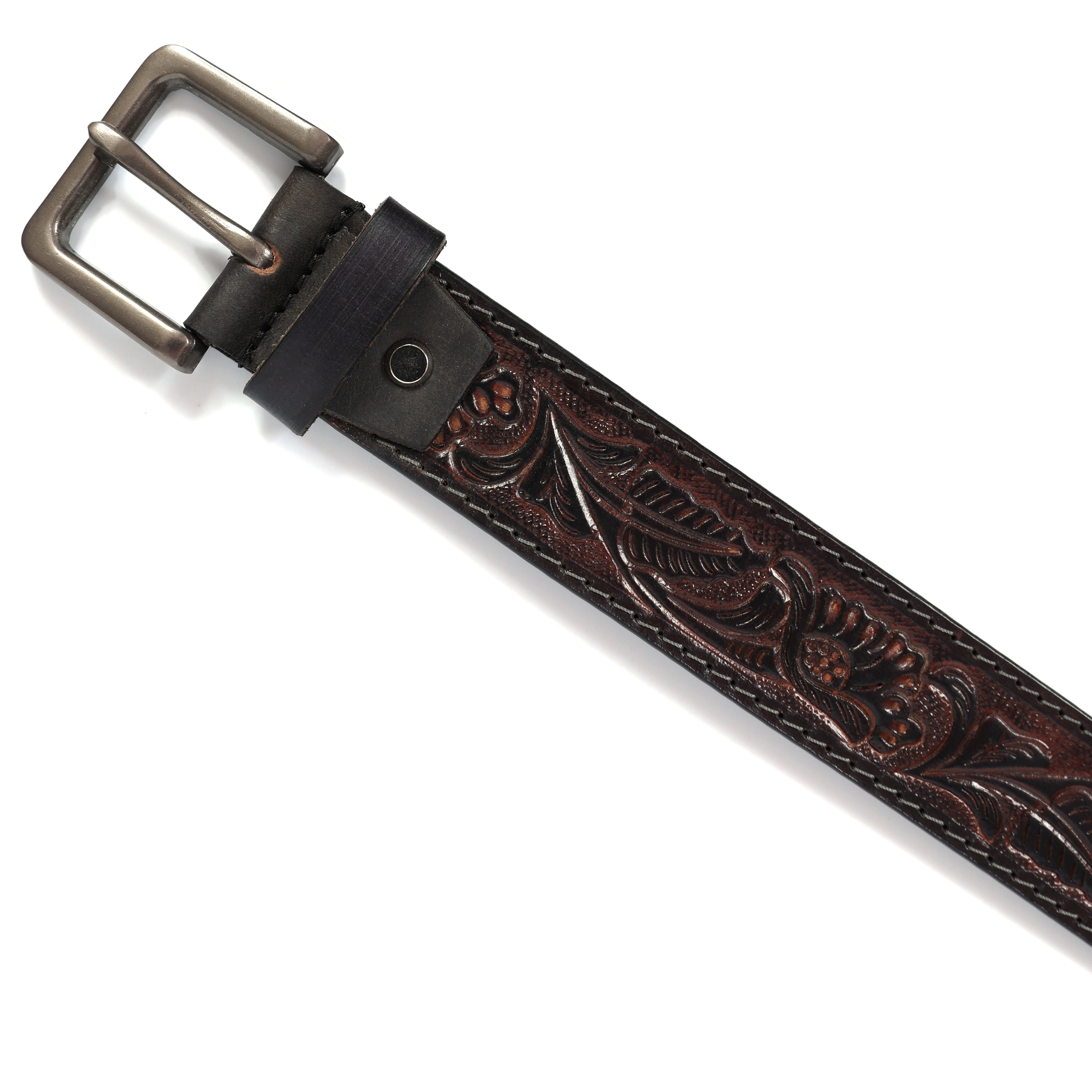 Brand New Handmade Genuine Leather Belt for Men |  Western Floral Embossed Design | Vintage Leather Belt