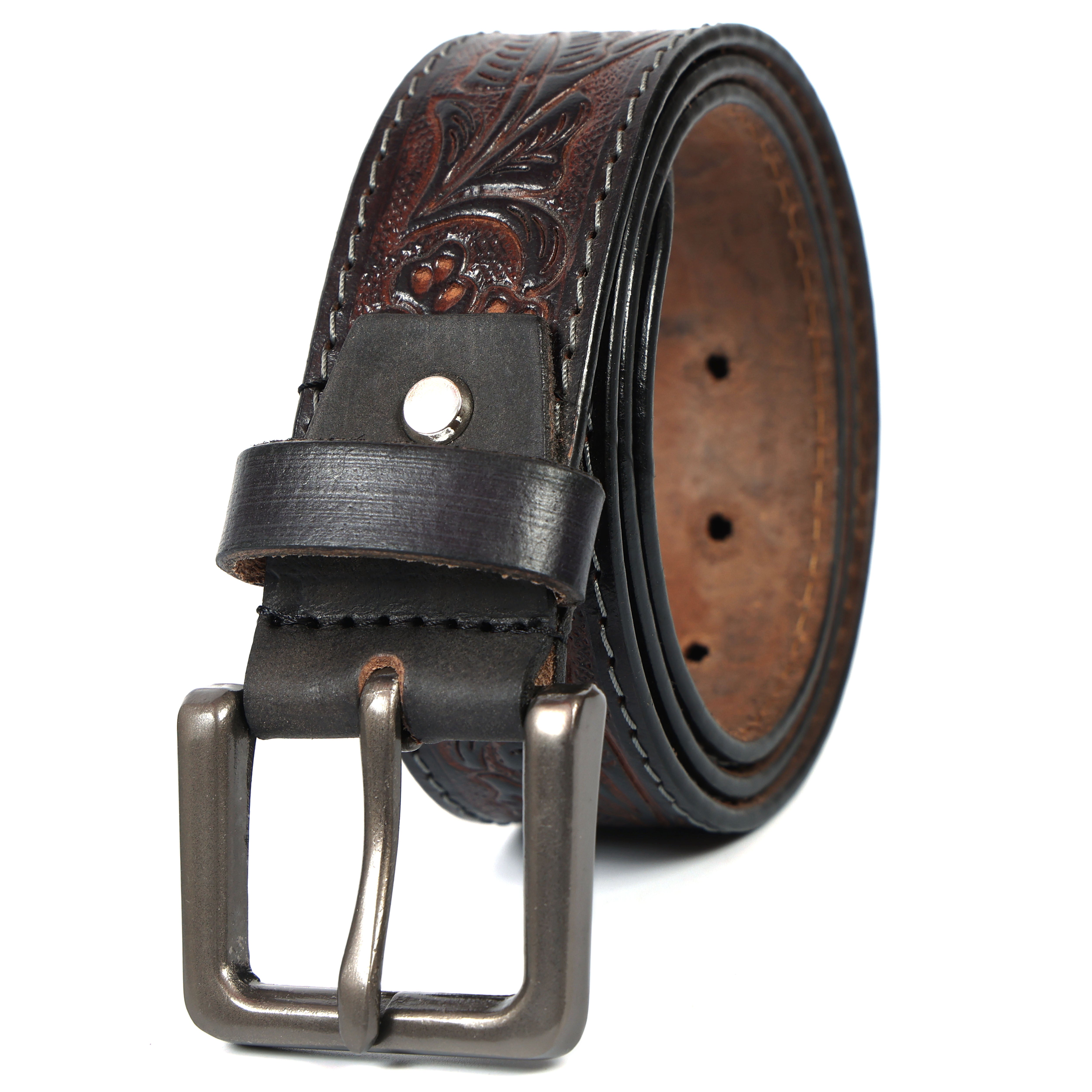 Brand New Handmade Genuine Leather Belt for Men |  Western Floral Embossed Design | Vintage Leather Belt