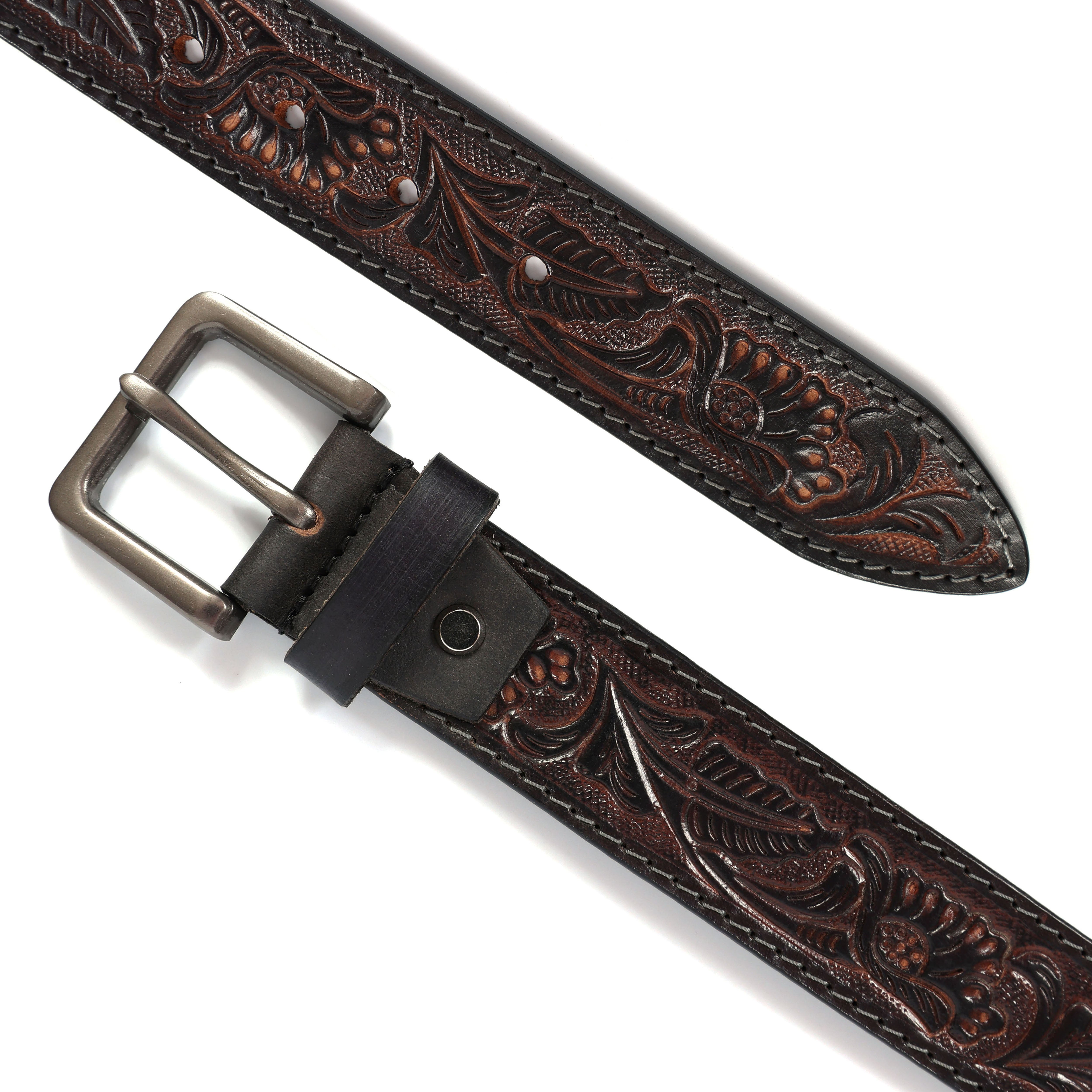 Brand New Handmade Genuine Leather Belt for Men |  Western Floral Embossed Design | Vintage Leather Belt