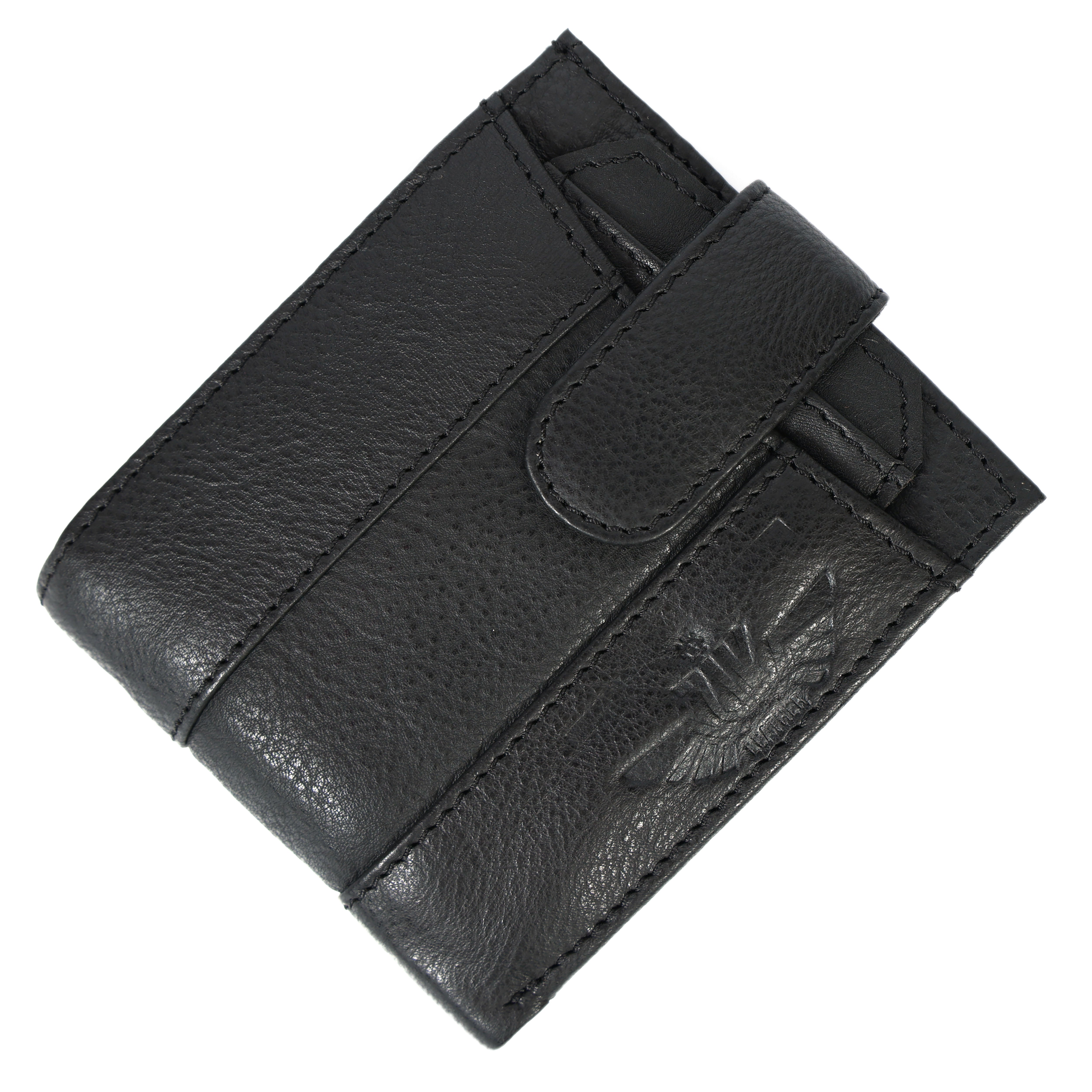 Handmade Classic Black Leather Wallet for Men | Classic Trifold Wallet with Snap Closure & Zip Pocket