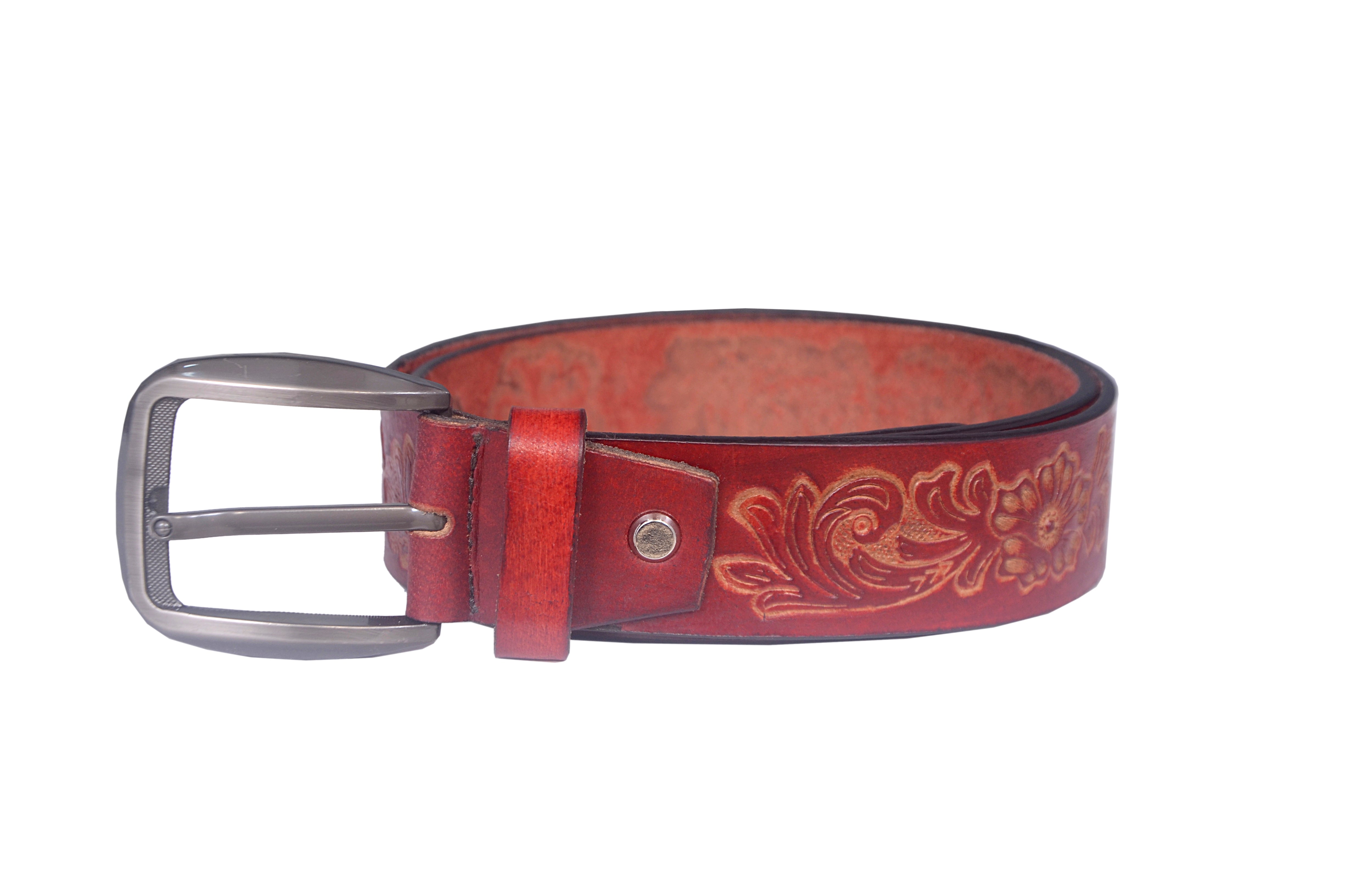 Premium Embossed Genuine Leather Belt Stylish Vintage Designer Belt Durable Formal & Casual Waist Belt
