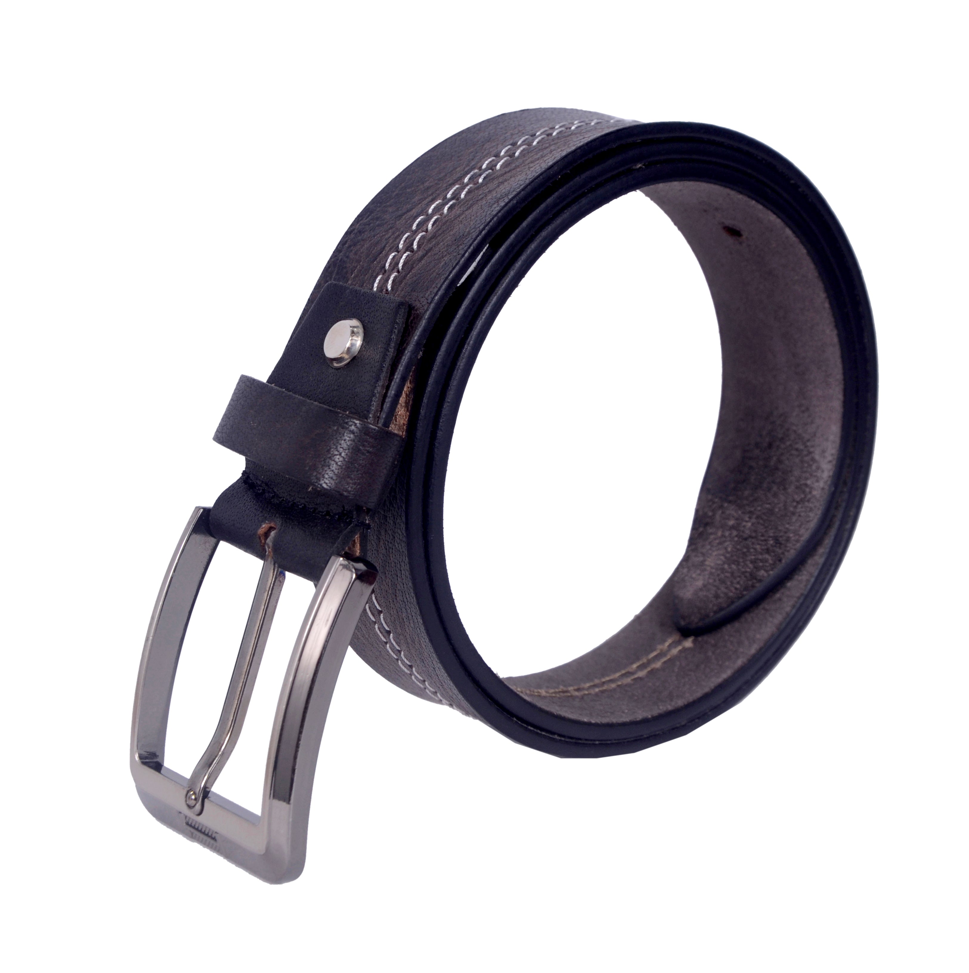 Handmade Classic Black Leather Belt for Men –  Premium Quality with Metal Buckle Everyday Belt