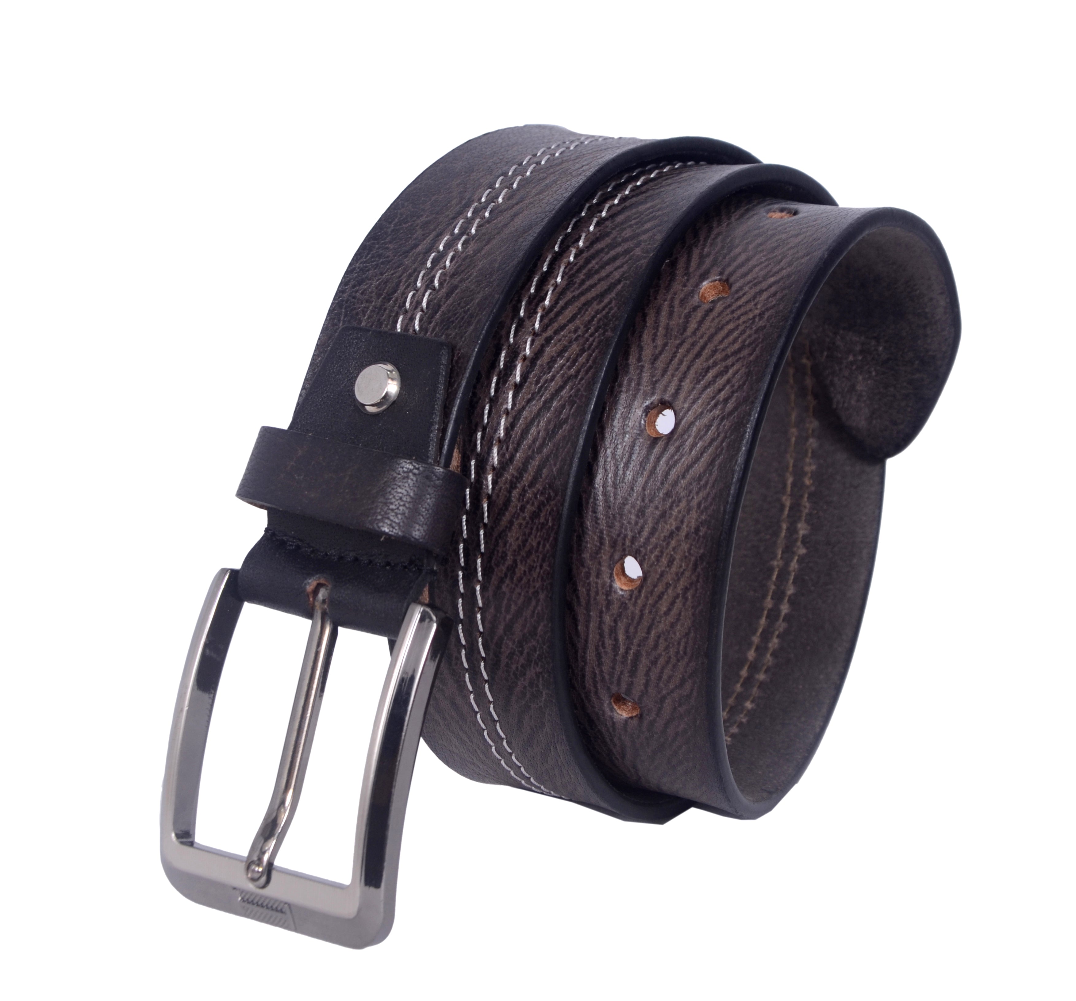 Handmade Classic Black Leather Belt for Men –  Premium Quality with Metal Buckle Everyday Belt