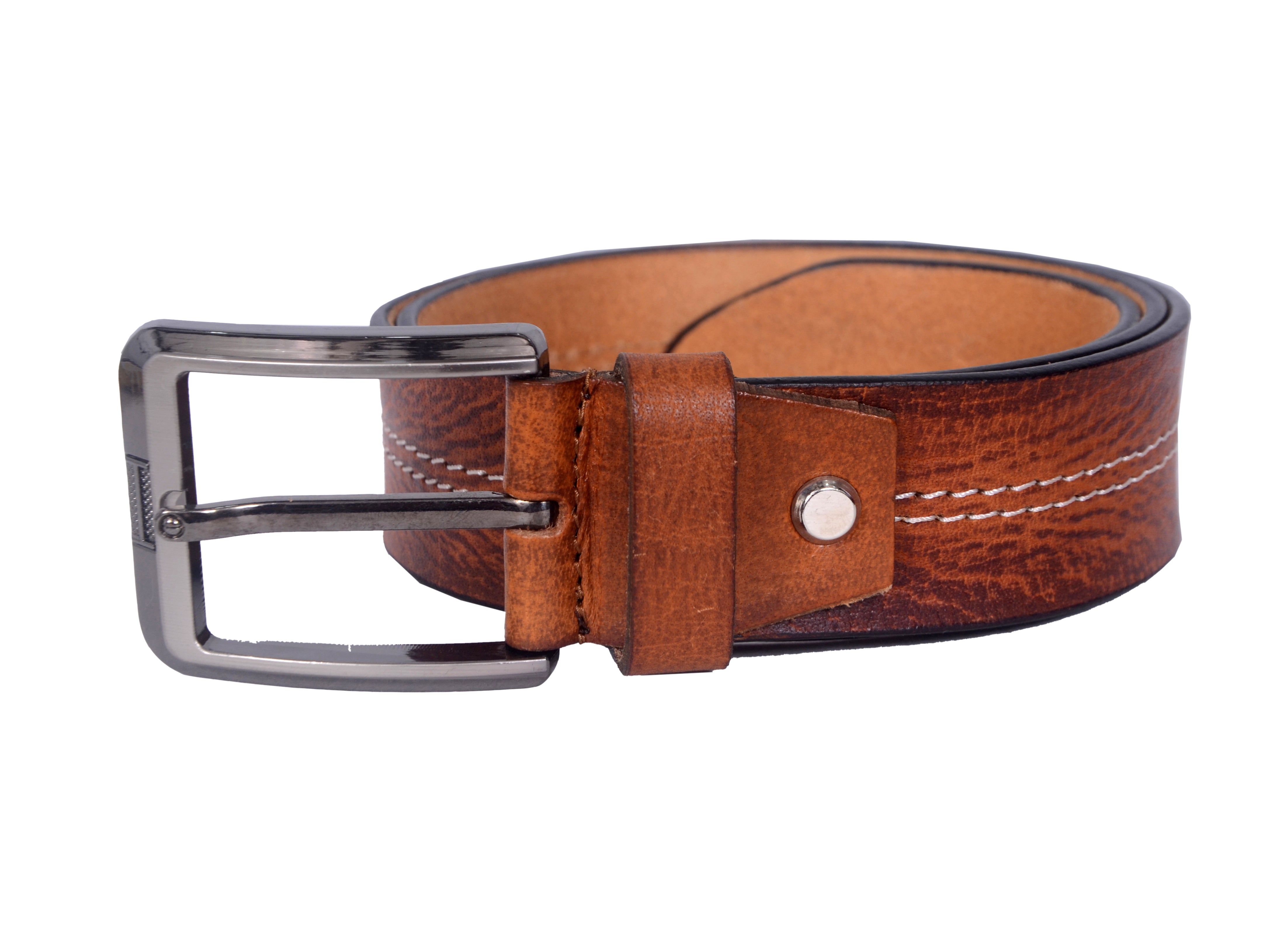 Handmade Brown Leather Belt for Men –  Premium Quality with Metal Buckle Everyday Belt