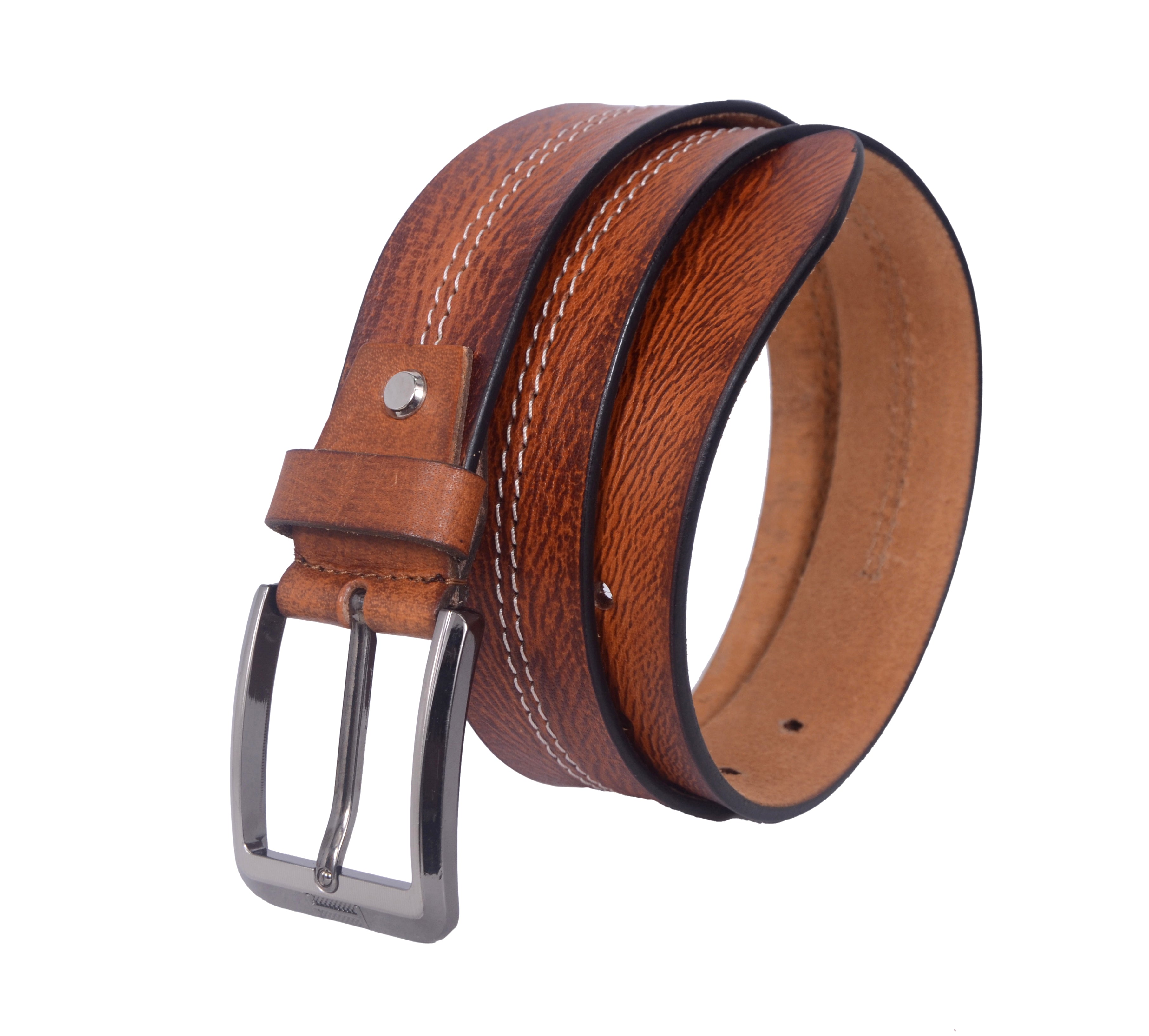 Handmade Brown Leather Belt for Men –  Premium Quality with Metal Buckle Everyday Belt