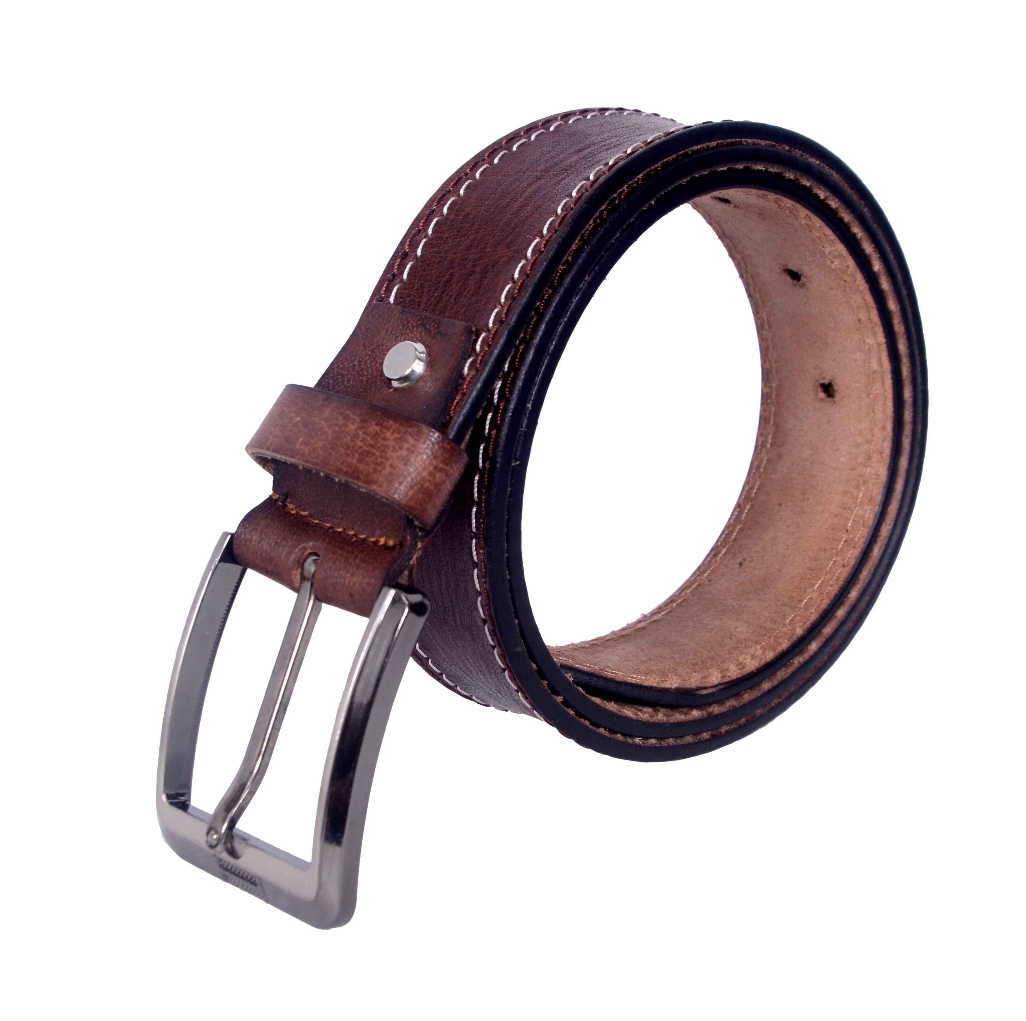 Handmade Vintage Brown Leather Belt for Men –  Premium Quality with Metal Buckle Everyday Belt
