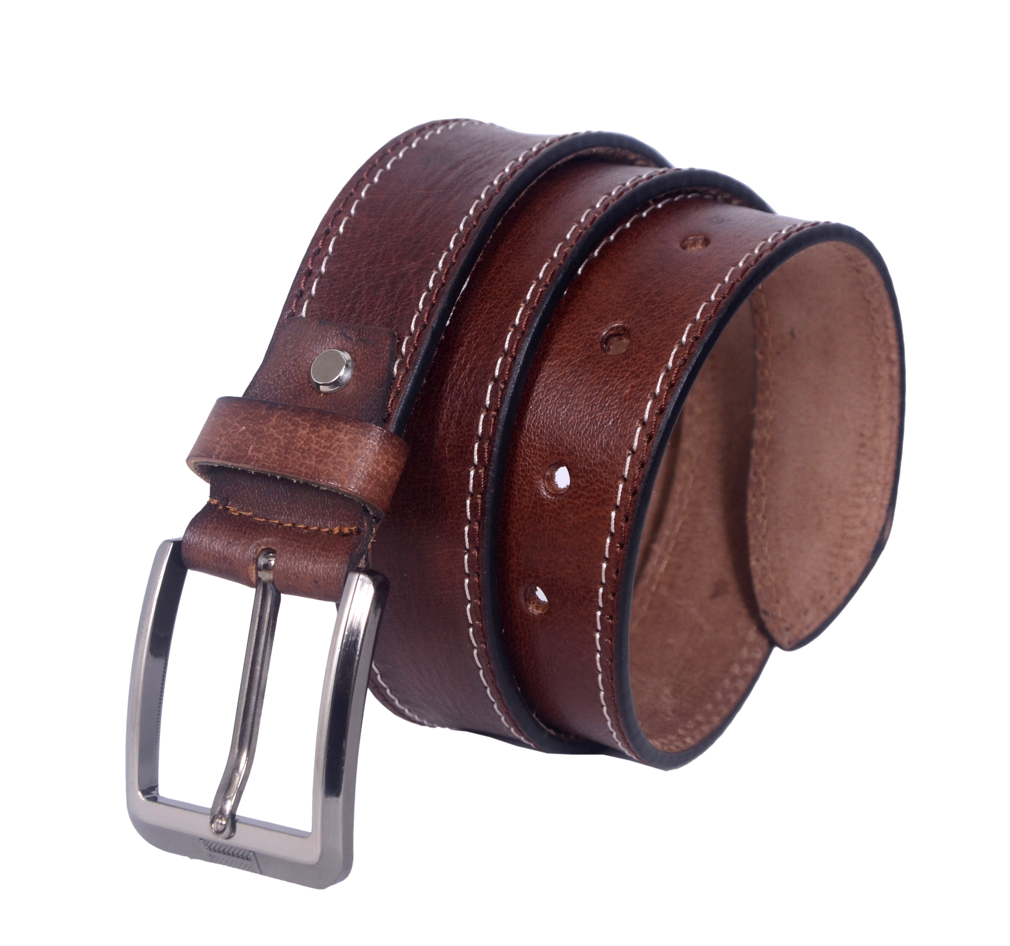 Handmade Vintage Brown Leather Belt for Men –  Premium Quality with Metal Buckle Everyday Belt