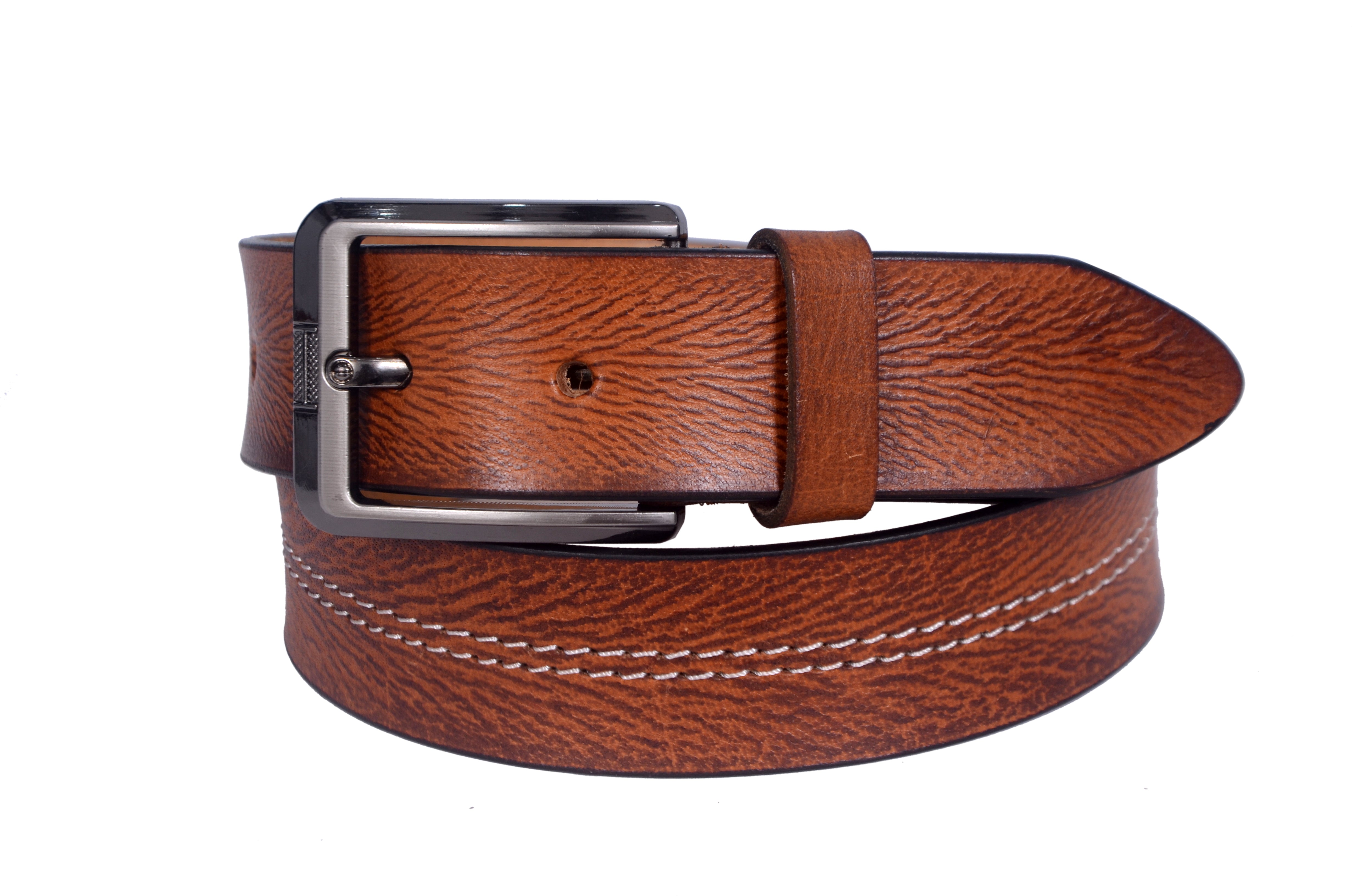 Handmade Brown Leather Belt for Men –  Premium Quality with Metal Buckle Everyday Belt