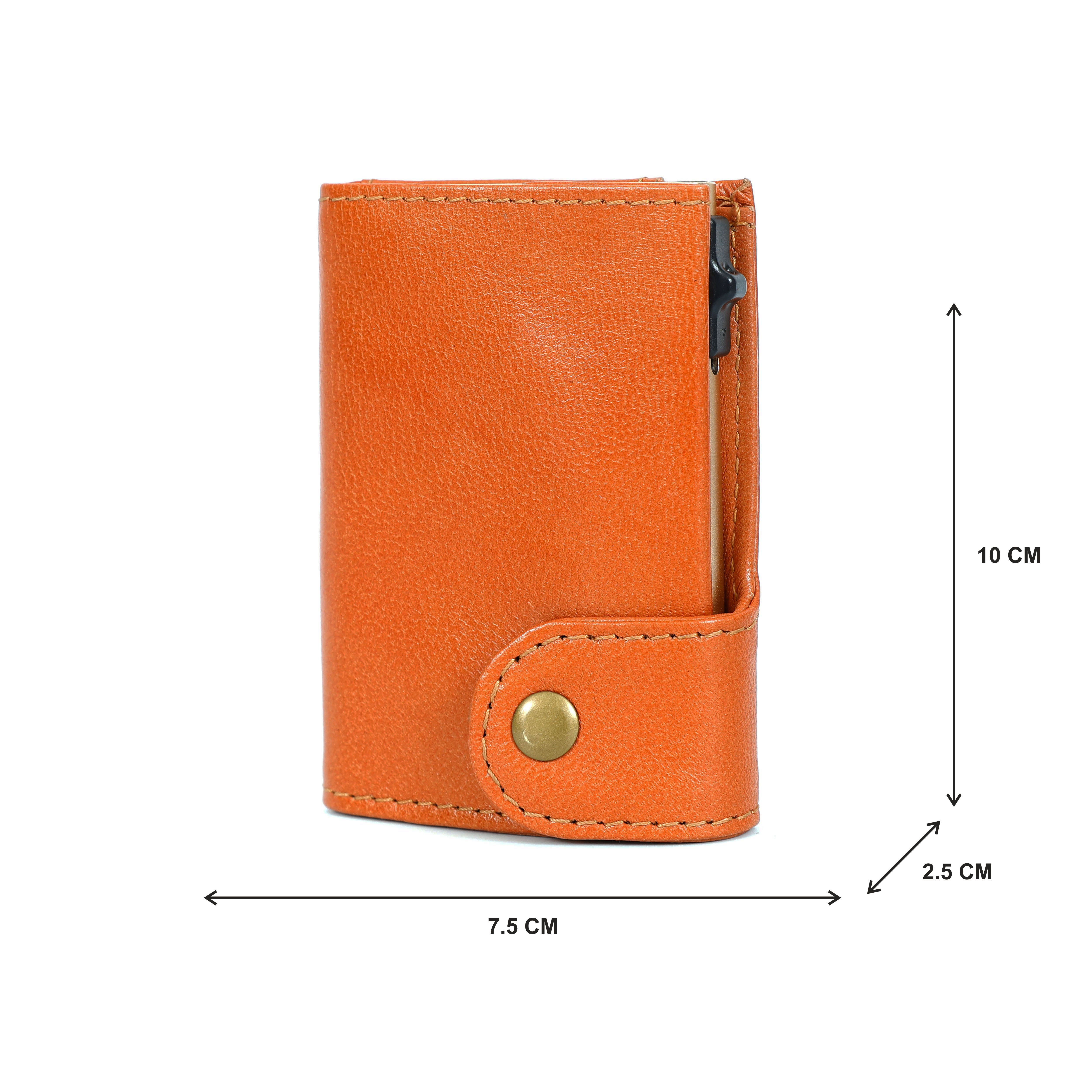 Premium Leather Card Holder Pop-Up Mechanism & RFID Protection