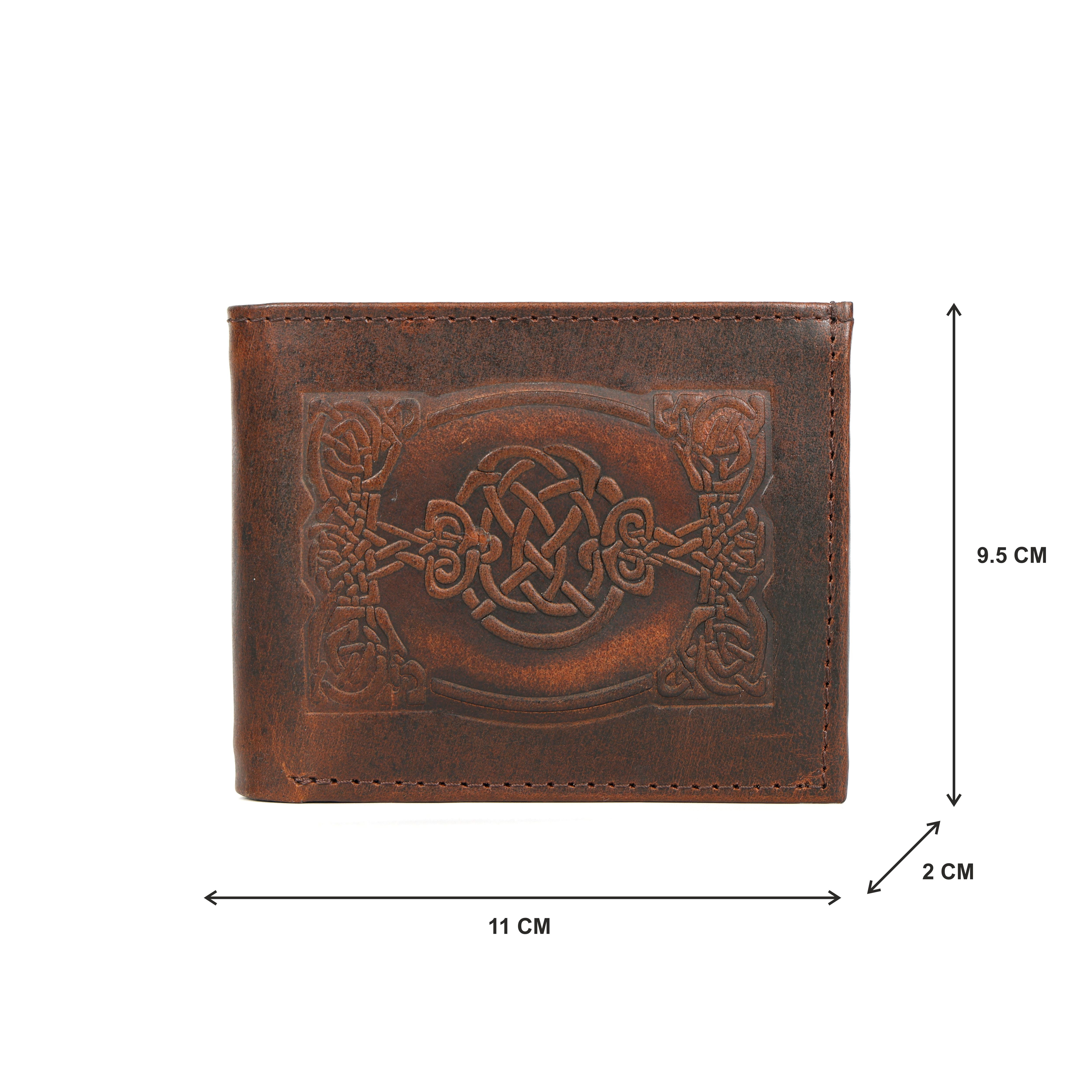 Vintage Brown Leather Wallet with Celtic Knot Design