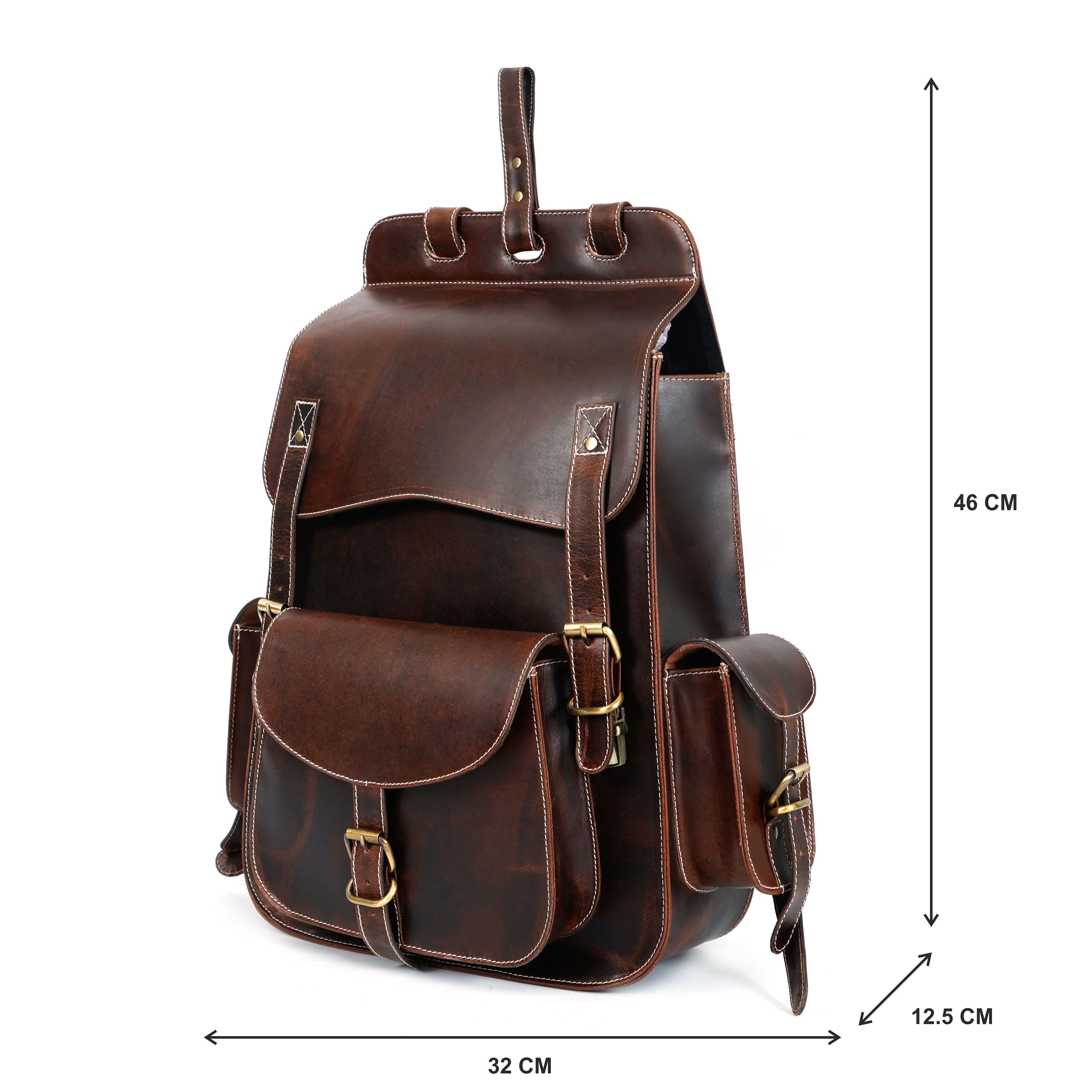 Handmade Brown Leather Backpack Stylish Travel & Office Bag