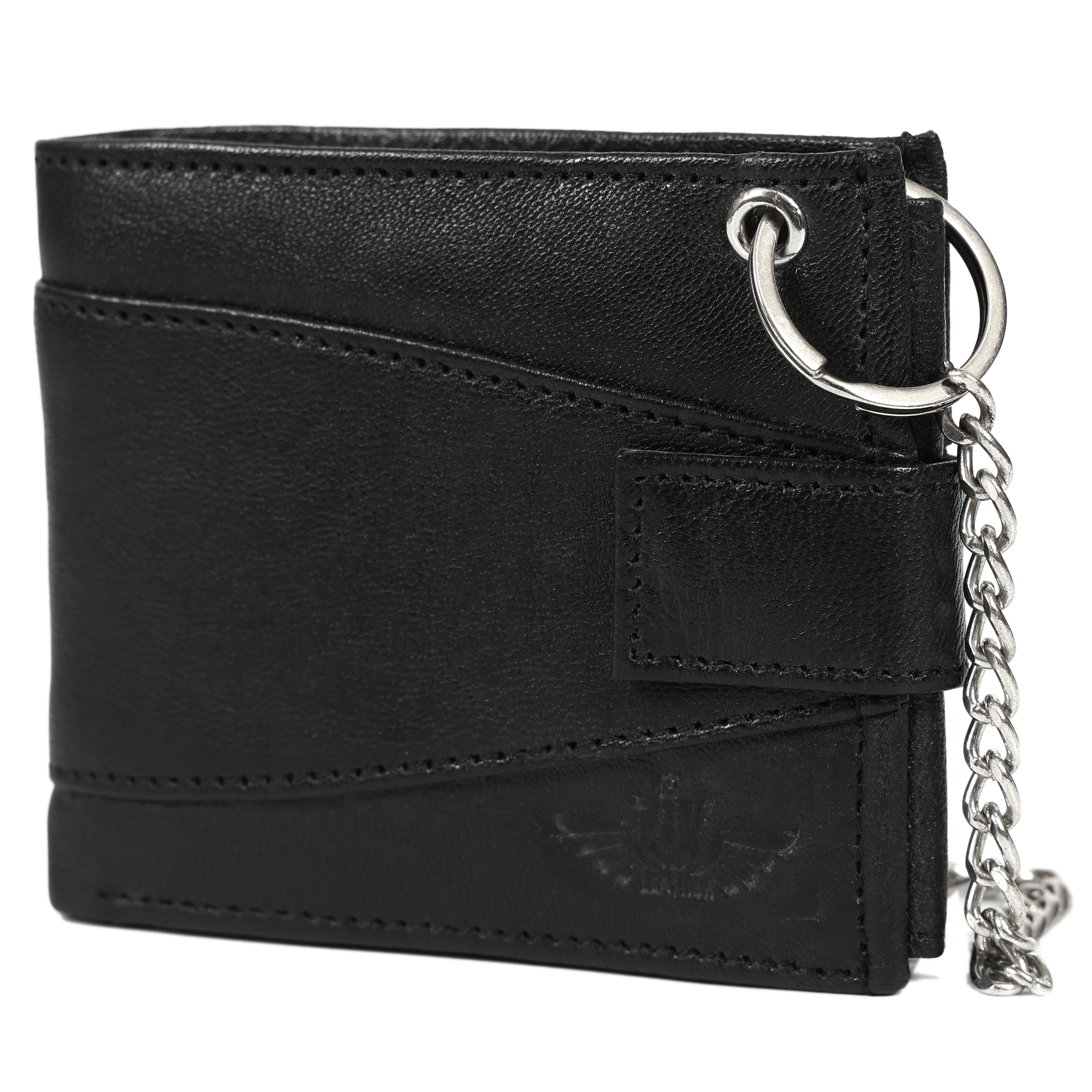 Men’s Genuine Black Leather Biker Wallet with Chain | Handmade Vintage Style