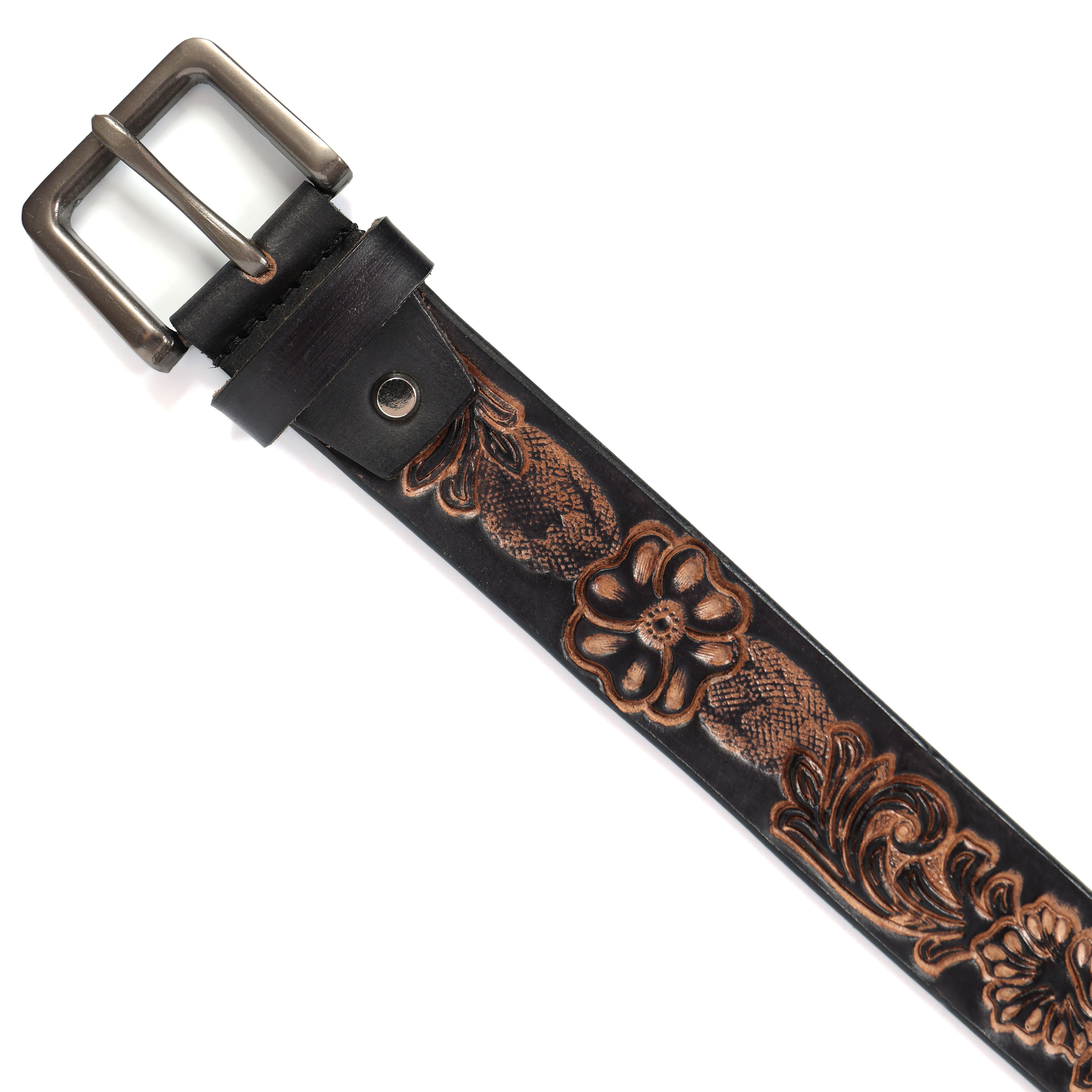 Brand New Handmade Genuine Leather Belt for Men |  Western Floral Embossed Design | Vintage Leather Belt