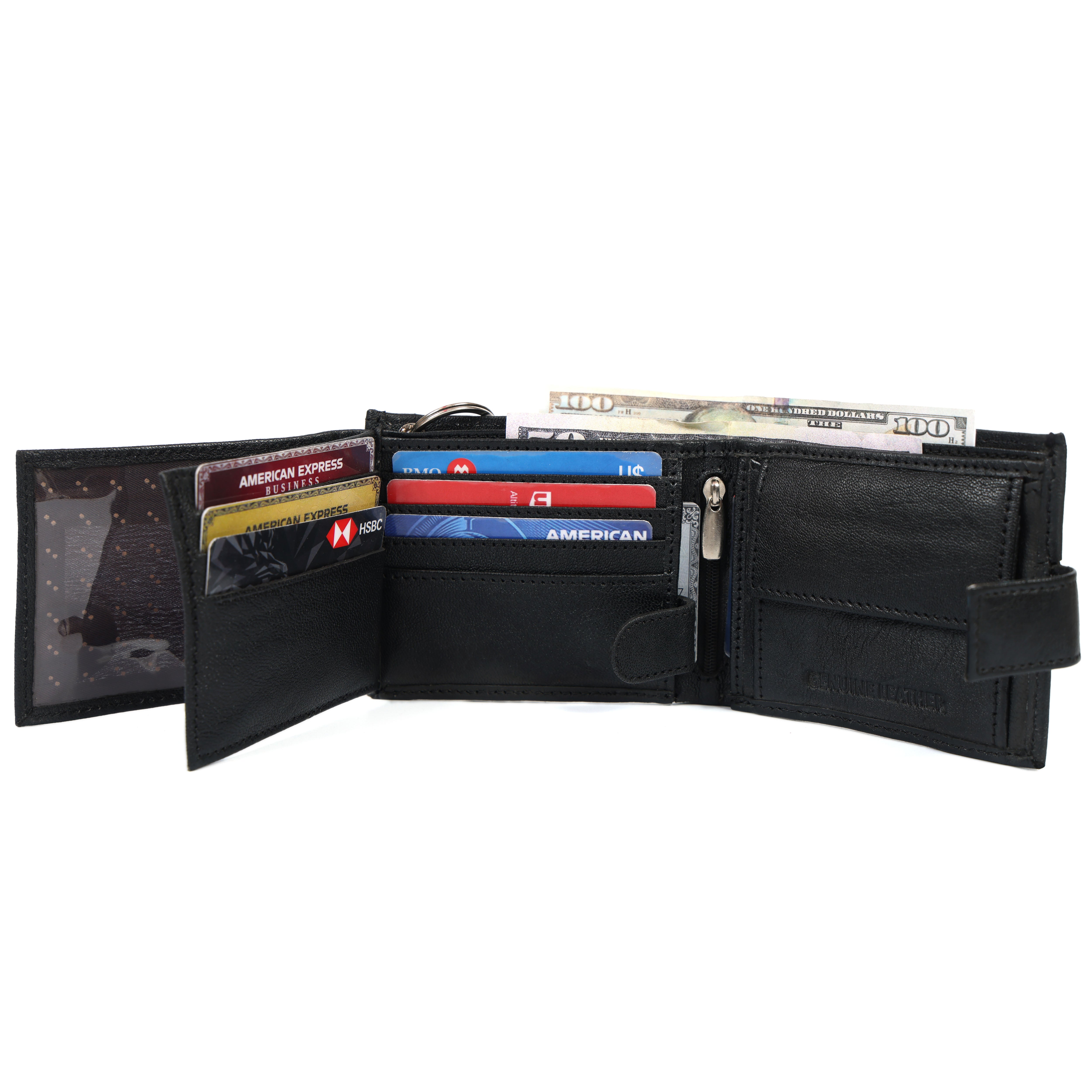 Men’s Genuine Black Leather Biker Wallet with Chain | Handmade Vintage Style