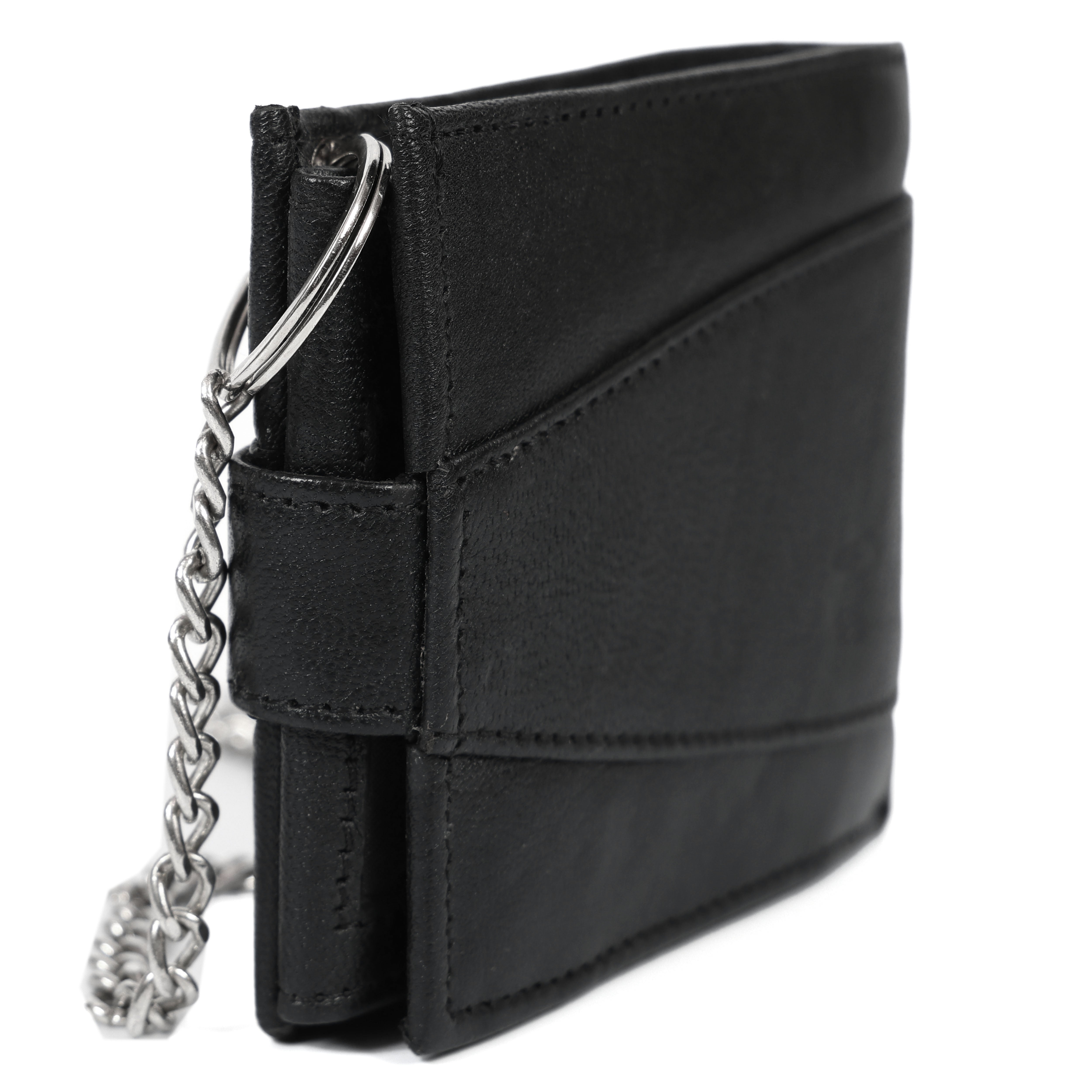 Men’s Genuine Black Leather Biker Wallet with Chain | Handmade Vintage Style