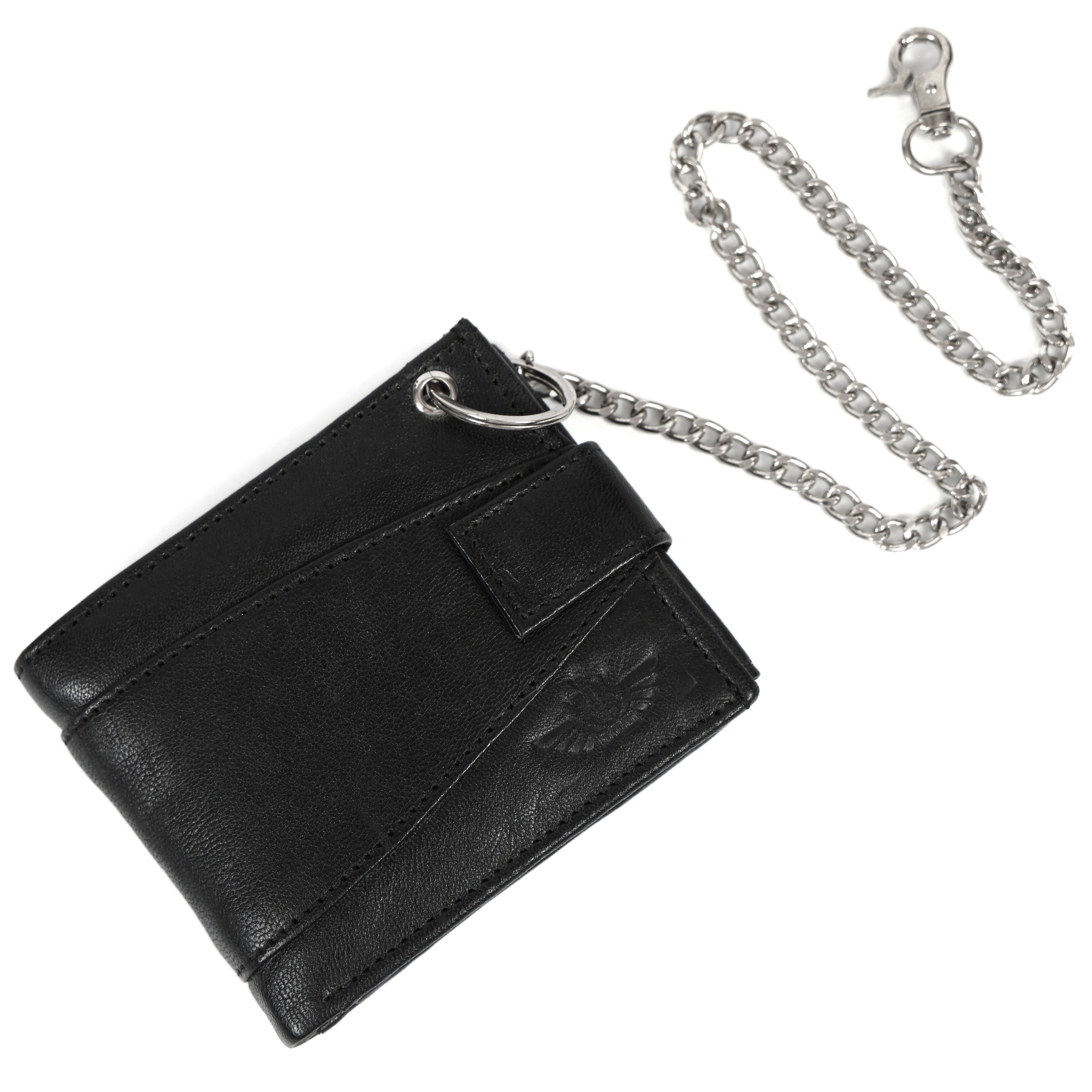 Men’s Genuine Black Leather Biker Wallet with Chain | Handmade Vintage Style