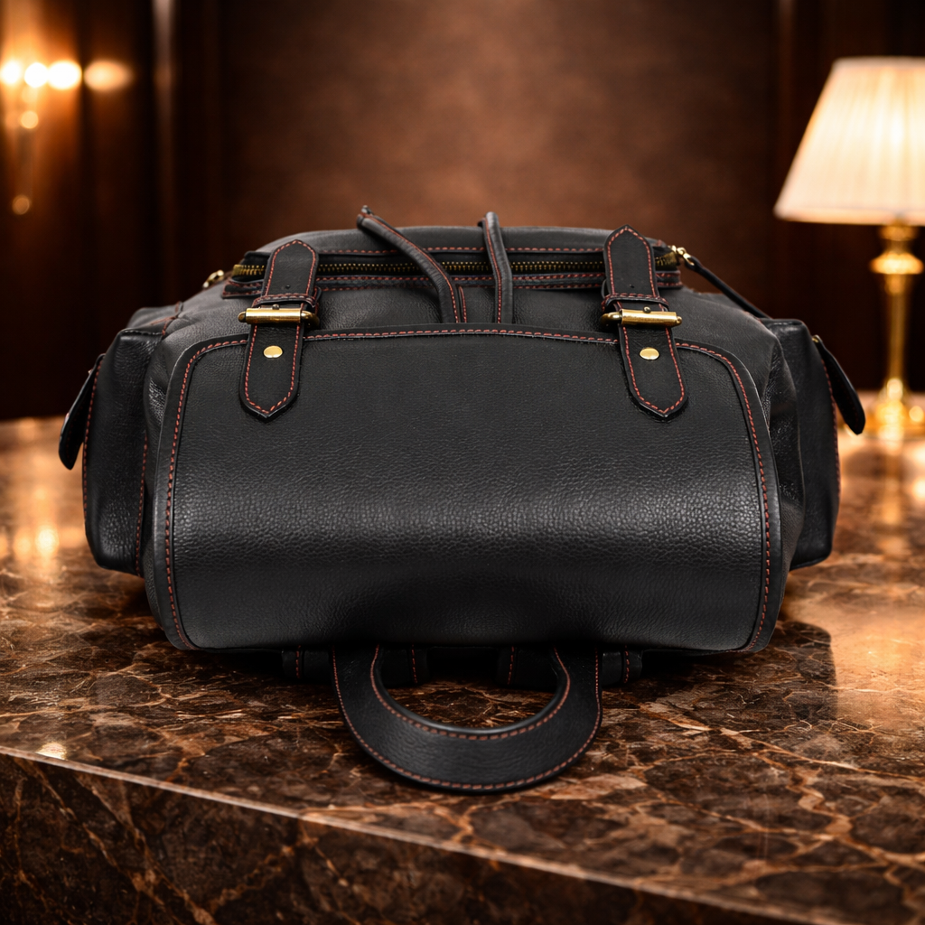 Unisex Premium Black Genuine Leather Backpack Stylish Travel Laptop Backpack Handmade Luxury Rucksack Durable Office & College Bag