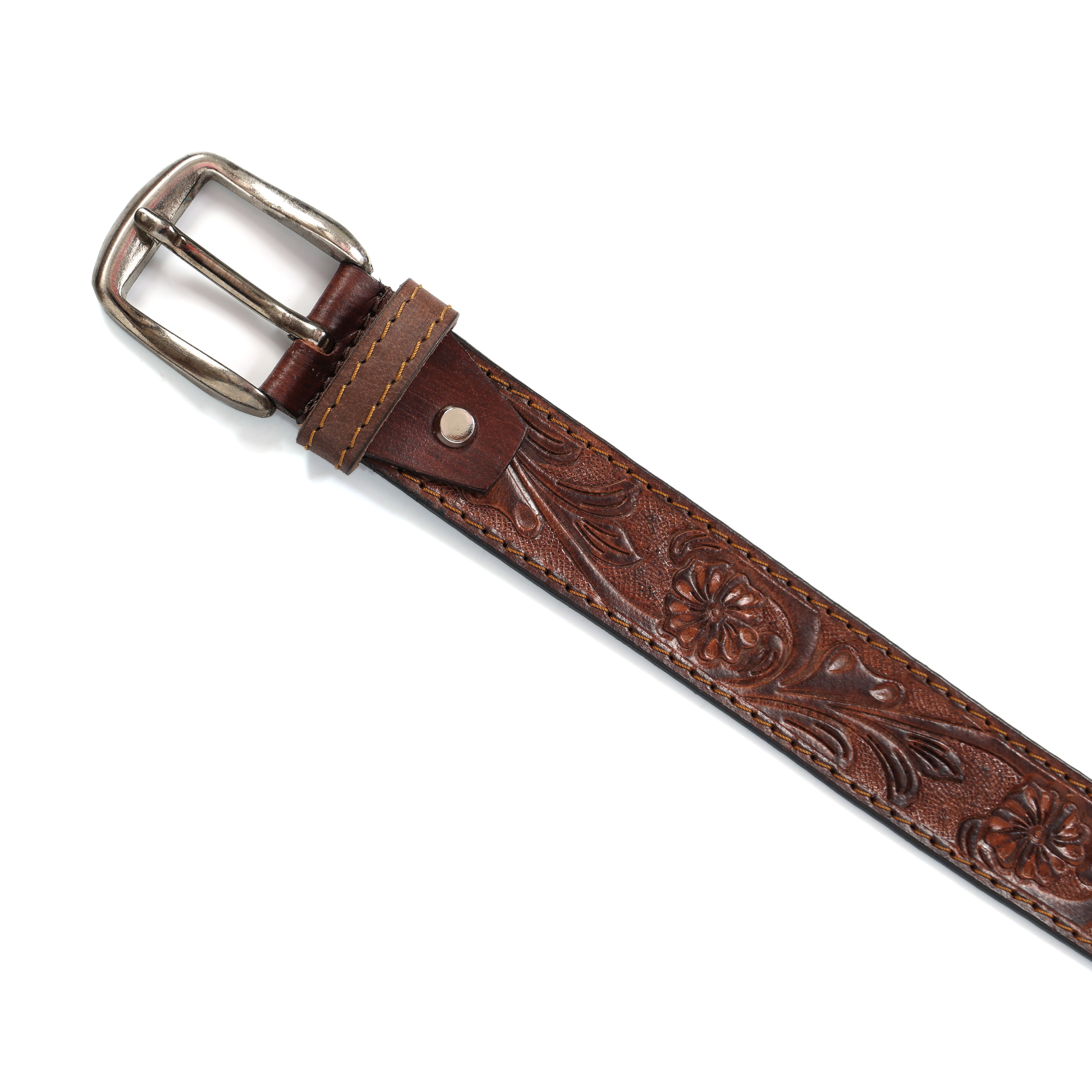 Brand New Handmade Genuine Leather Belt for Men |  Western Floral Embossed Design | Vintage Leather Belt
