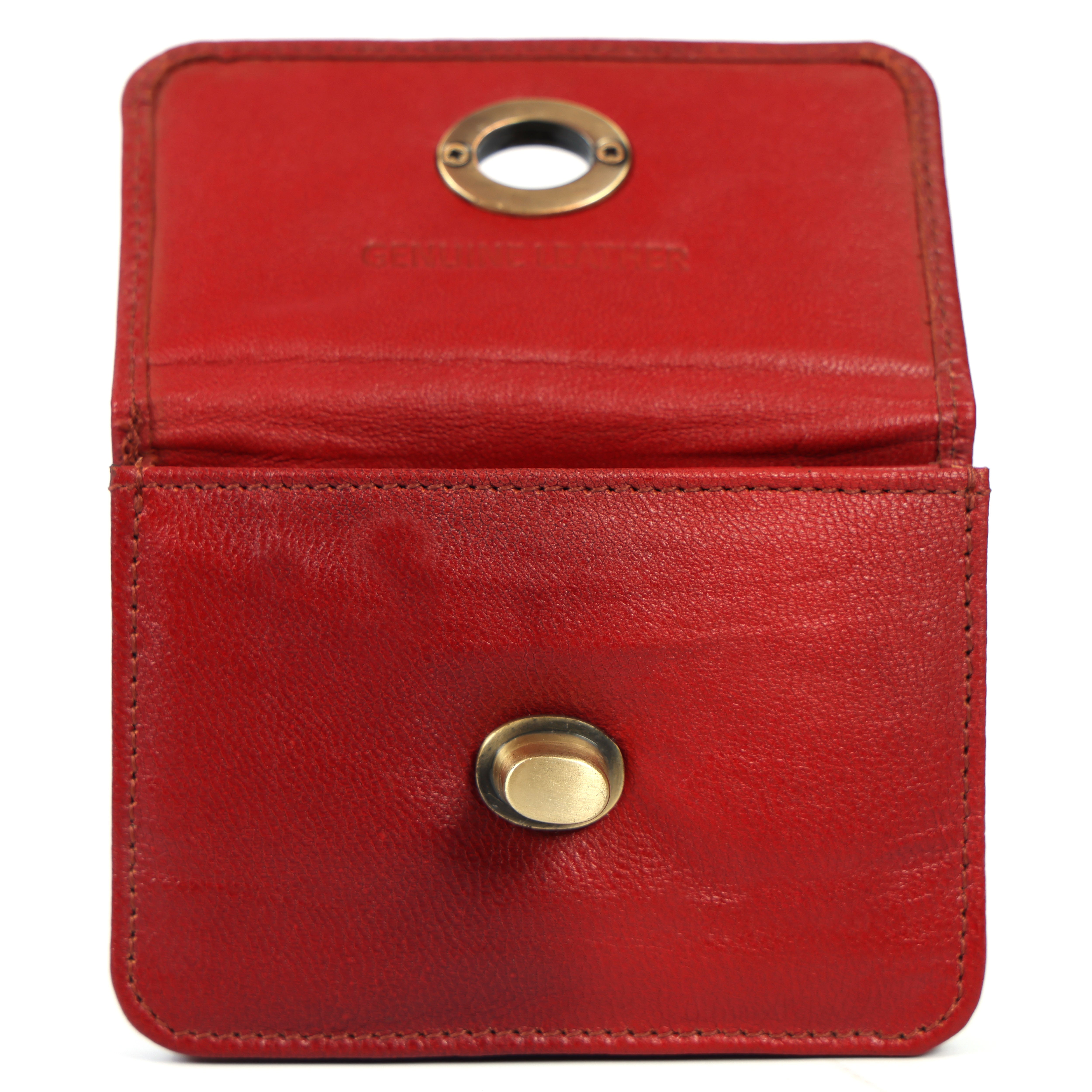 Handmade Genuine Leather Red Wallet for Women | Small Vintage Clutch Purse with Brass Turn Lock | Minimalist Card & Cash Holder