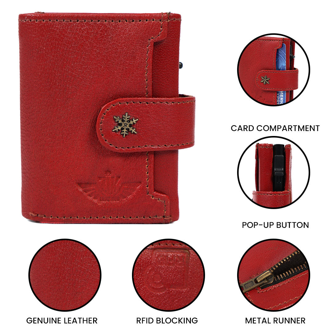 Premium Leather RFID Popup Card Holder Wallet – Secure & Stylish