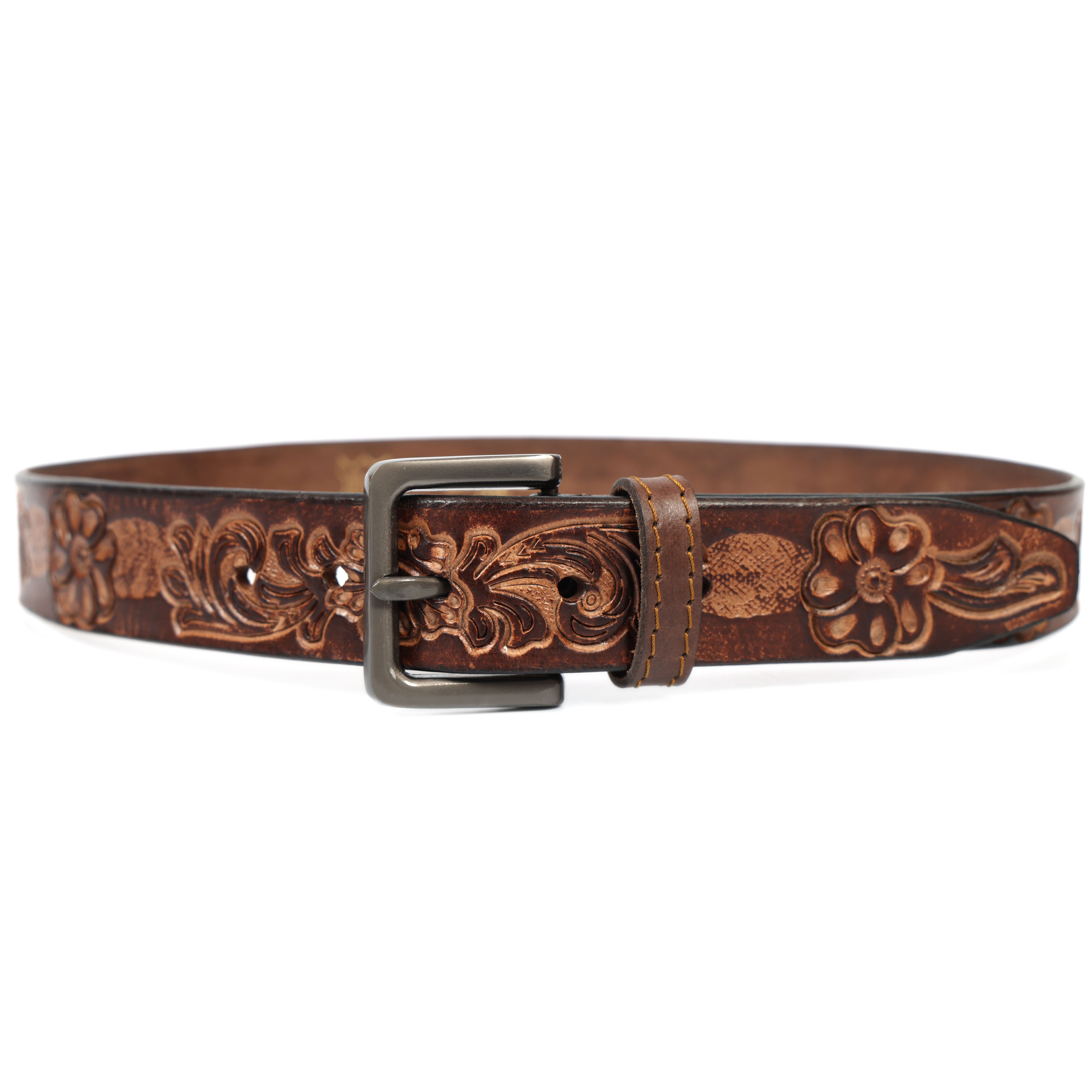 Brand New Handmade Genuine Leather Belt for Men |  Western Floral Embossed Design | Vintage Leather Belt