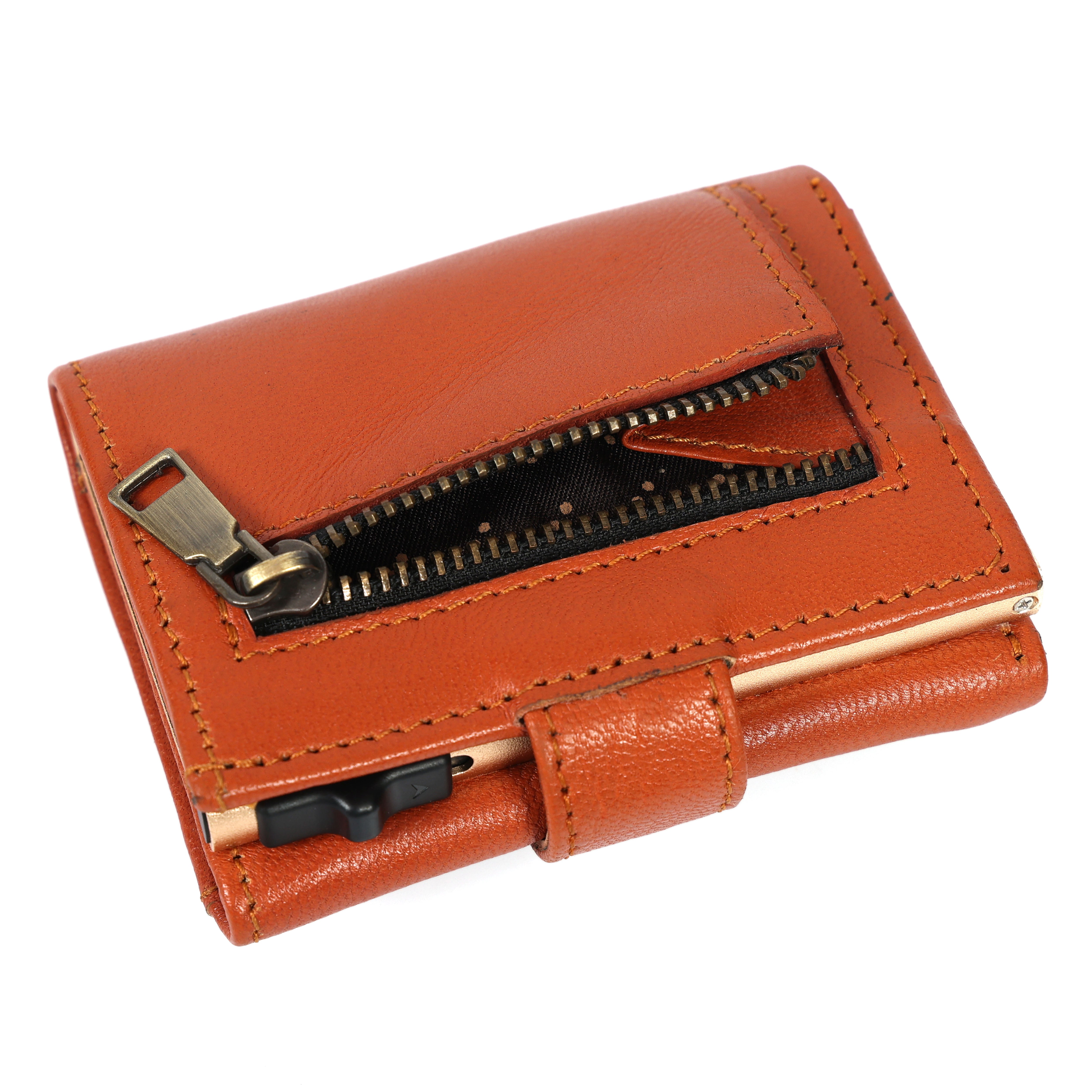 Genuine Leather RFID Card Holder Wallet – Popup Design for Easy Access