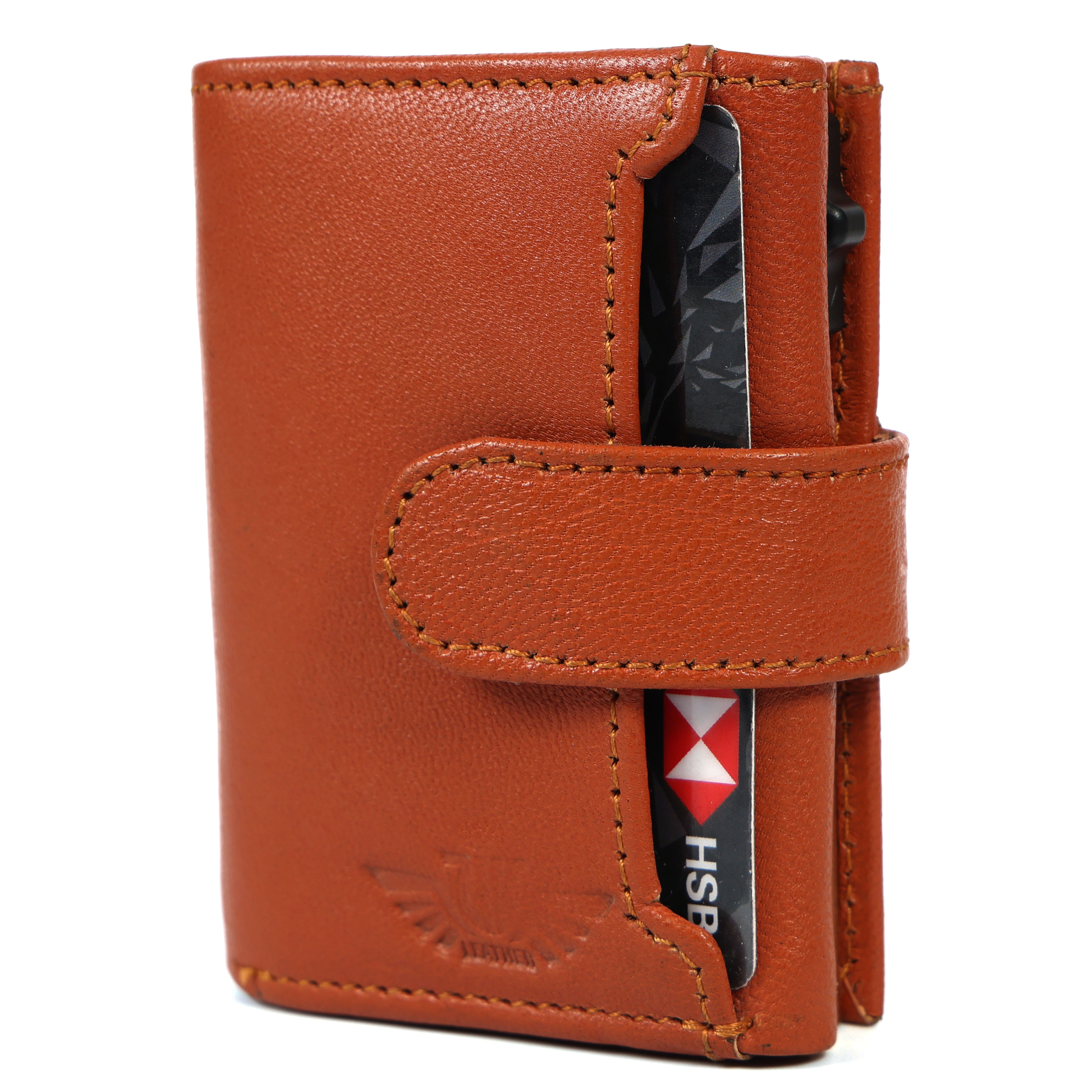 Genuine Leather RFID Card Holder Wallet – Popup Design for Easy Access