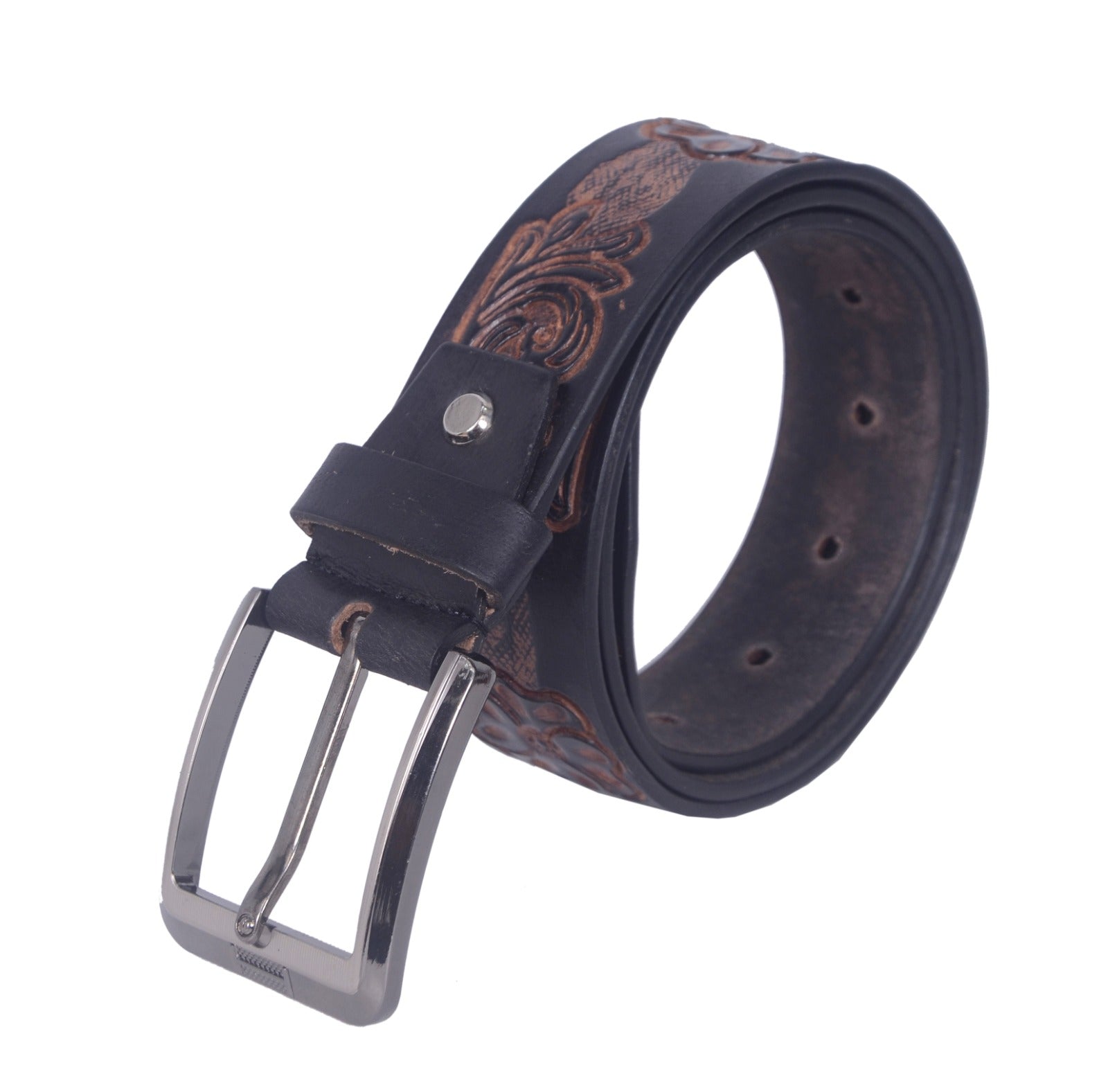 Handmade Black Leather Belt for Men –  Premium Quality with Metal Buckle