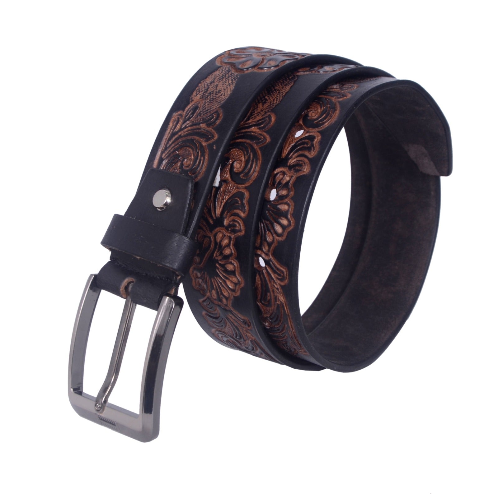 Handmade Black Leather Belt for Men –  Premium Quality with Metal Buckle