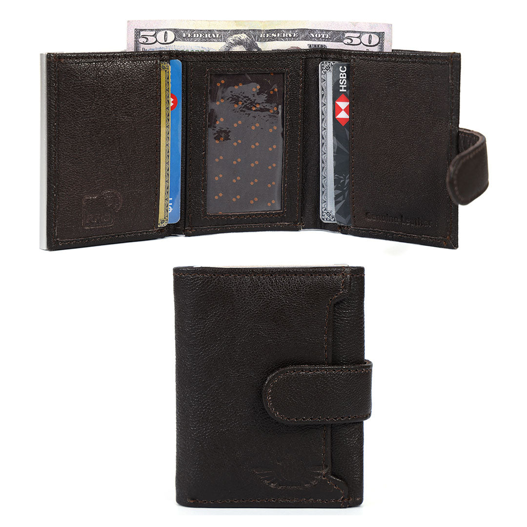 RFID Blocking Leather Card Holder – Quick Access Popup Wallet
