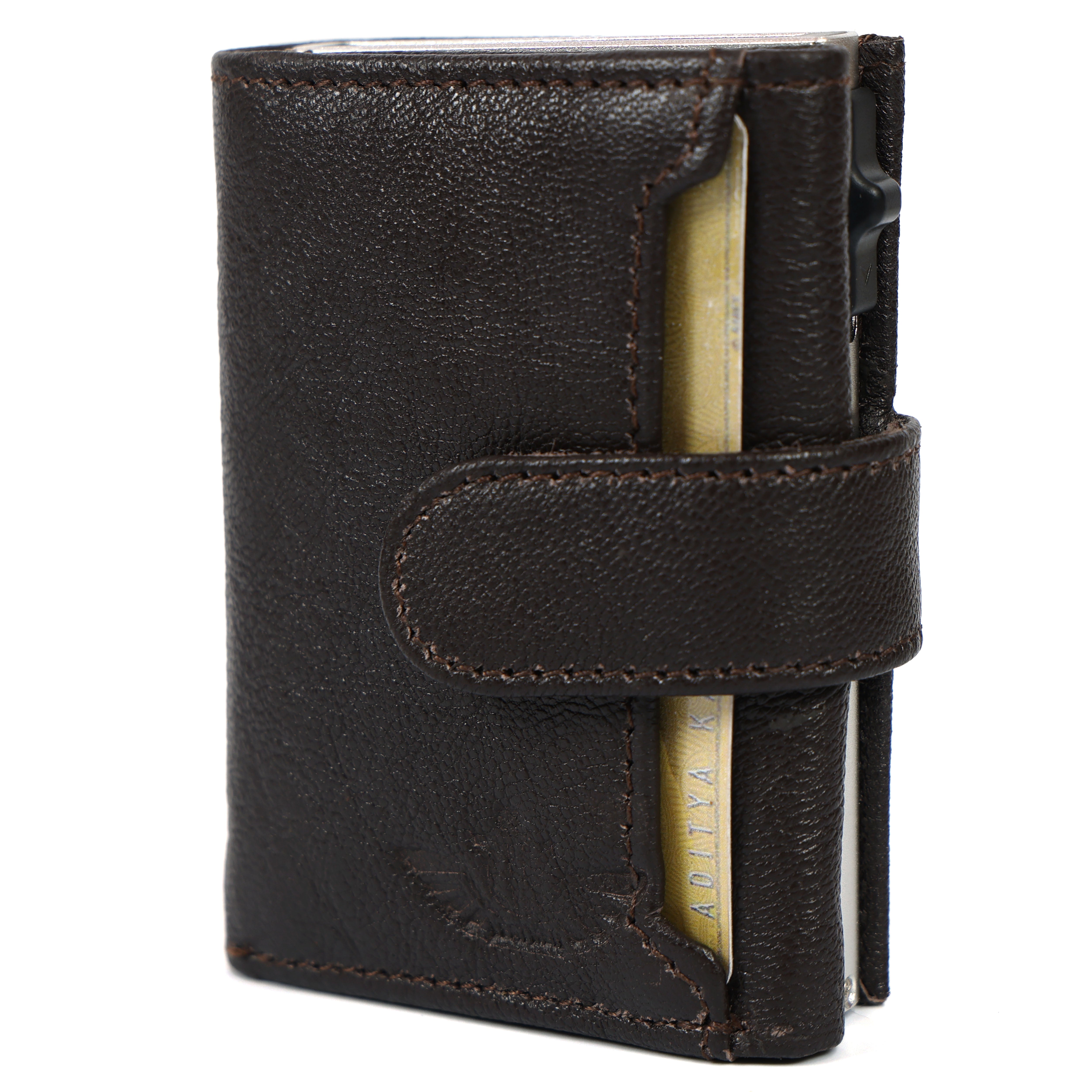 RFID Blocking Leather Card Holder – Quick Access Popup Wallet