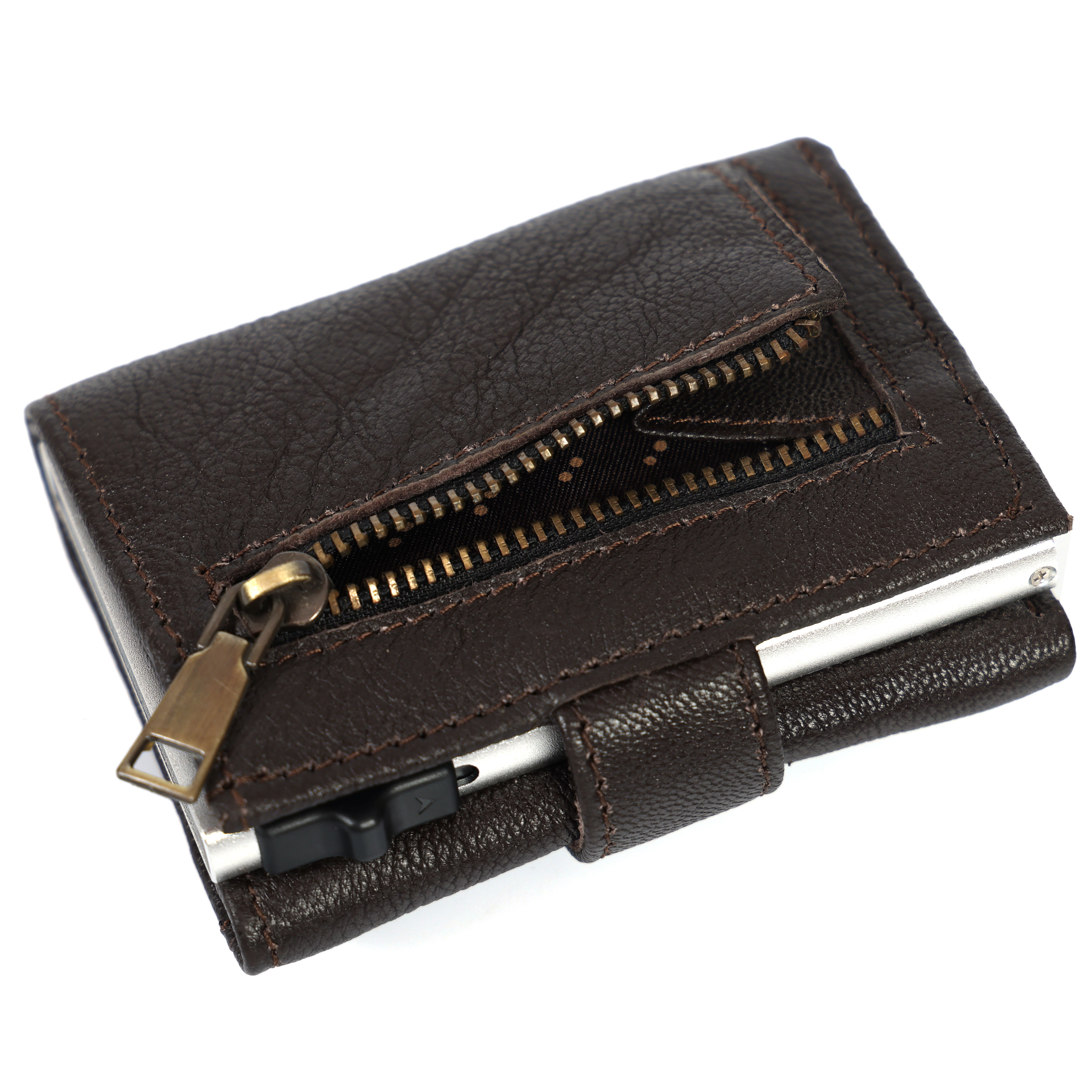 RFID Blocking Leather Card Holder – Quick Access Popup Wallet