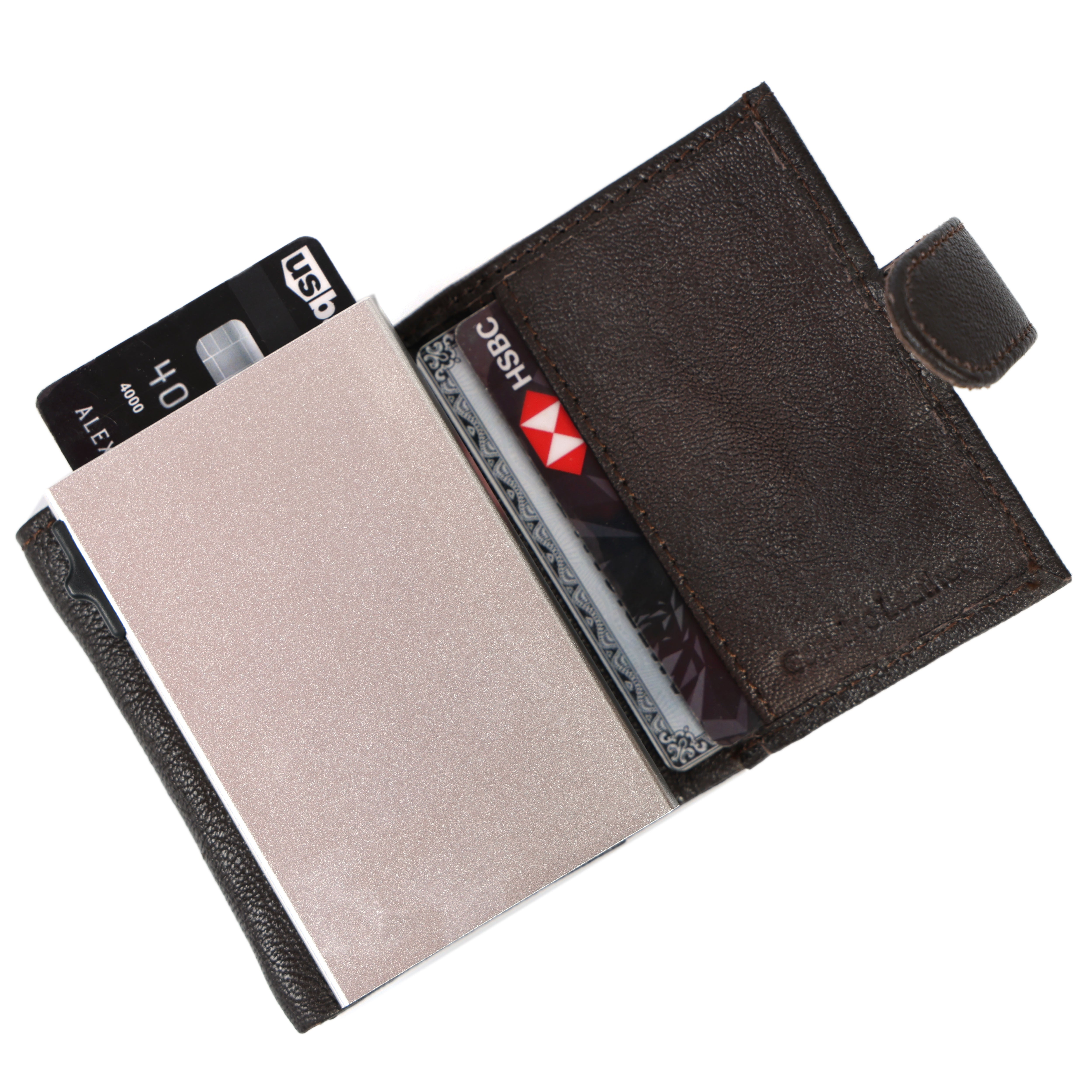 RFID Blocking Leather Card Holder – Quick Access Popup Wallet