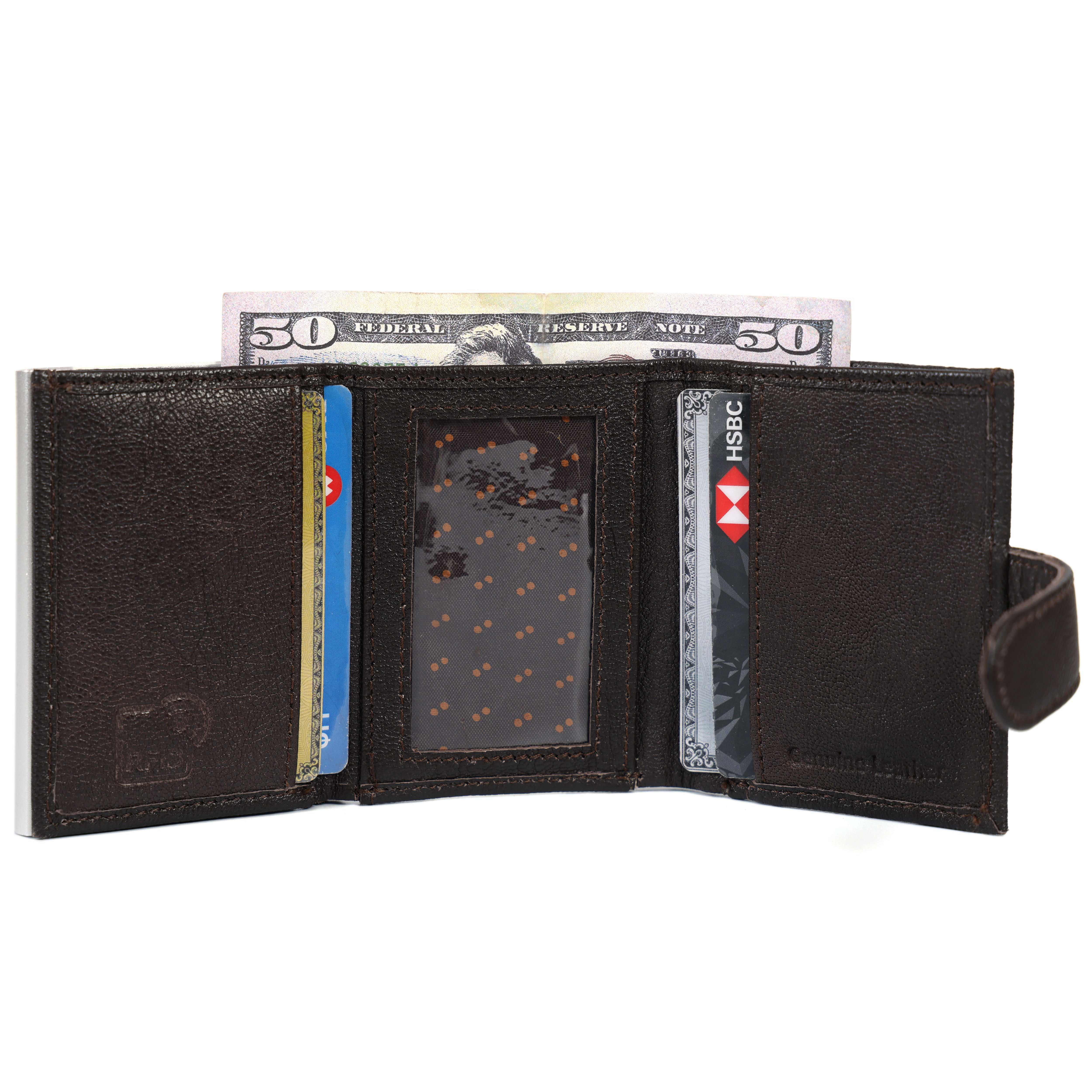 RFID Blocking Leather Card Holder – Quick Access Popup Wallet
