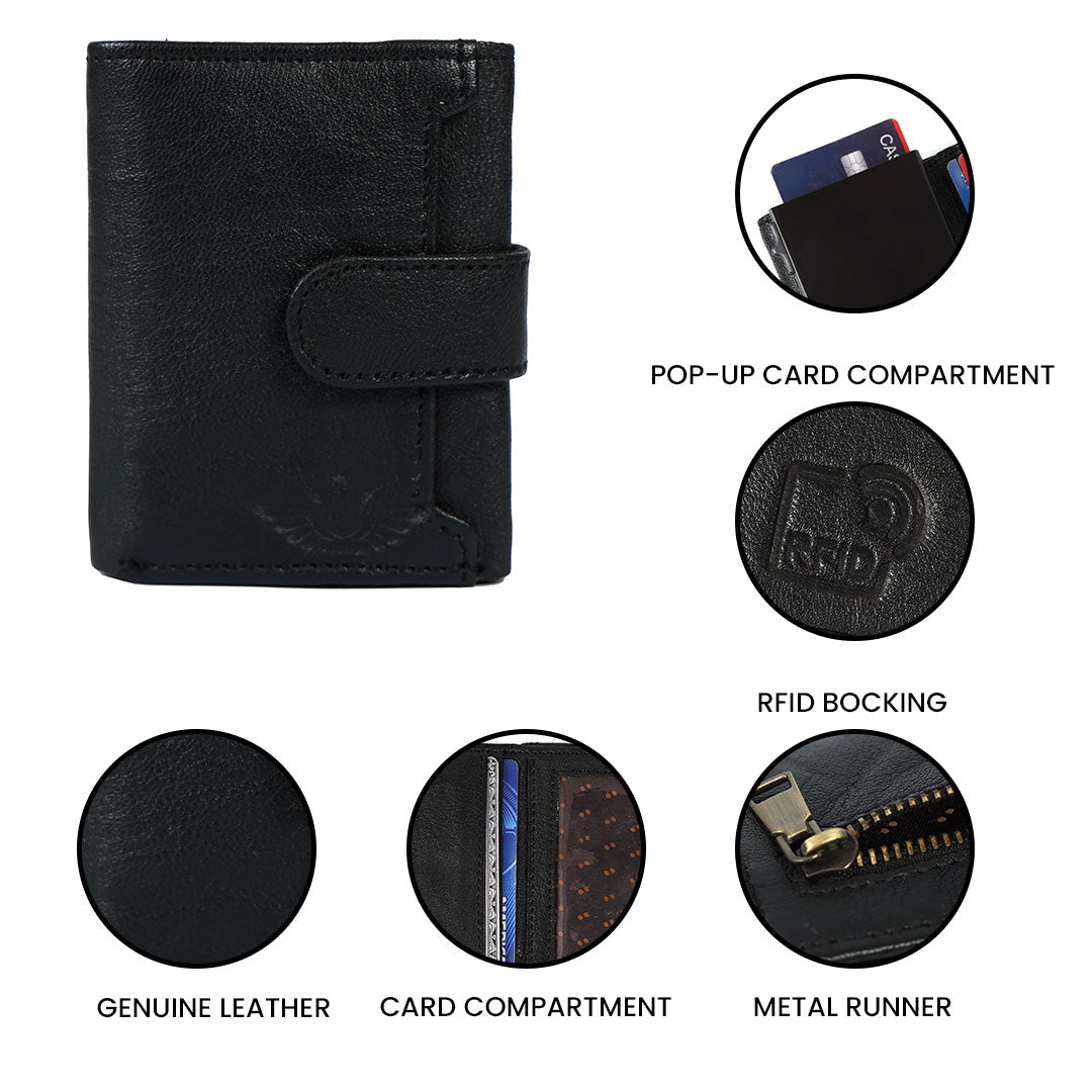 Premium Leather RFID Popup Card Holder Wallet – Secure & Stylish